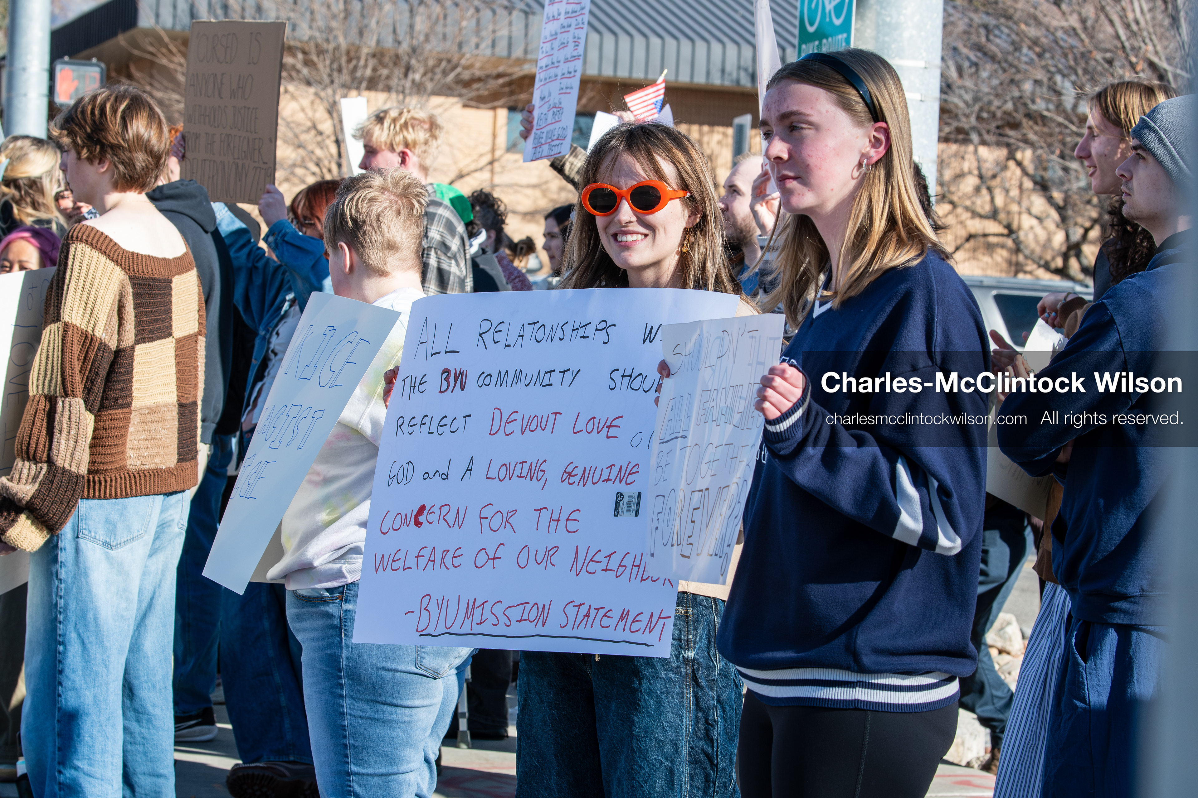 February 5, 2026, Provo, Utah, USA: Students and community members gather near Brigham Young University in Provo to demonstrate against the presence of US Customs and Border Protection recruiters at a career fair held on the BYU campus. (Credit Image: © Charles McClintock Wilson/ZUMA Press Wire)