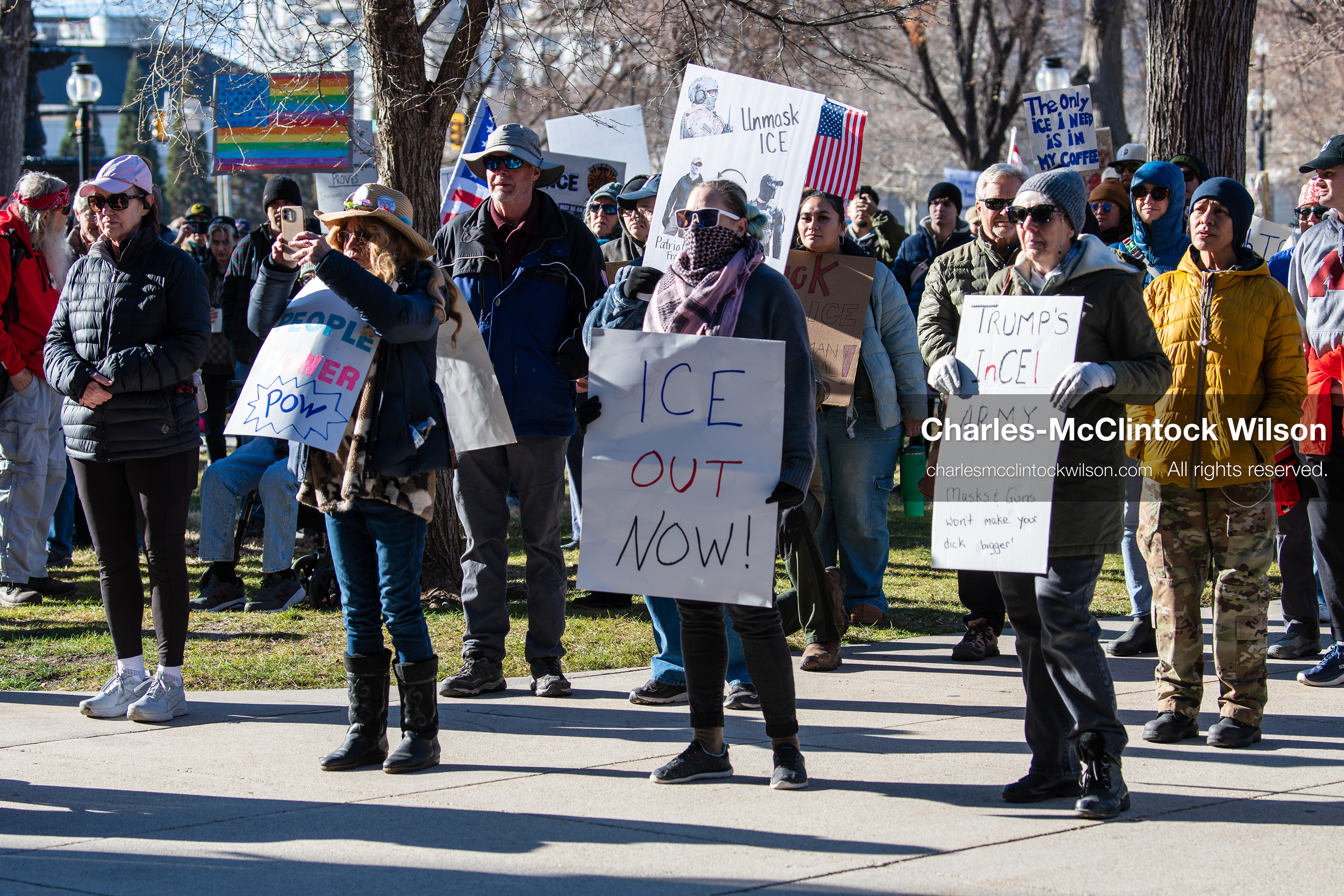 January 10, 2026, Salt Lake City, Utah, USA: Crowd of demonstrators gathered at Washington Square Park during the ICE Out for Good protest in Salt Lake City, Utah, on January 10, 2026, a demonstration against ICE and calling for justice for Renee Nicole Good. (Credit Image: © Charles-McClintock Wilson/ZUMA Press Wire)