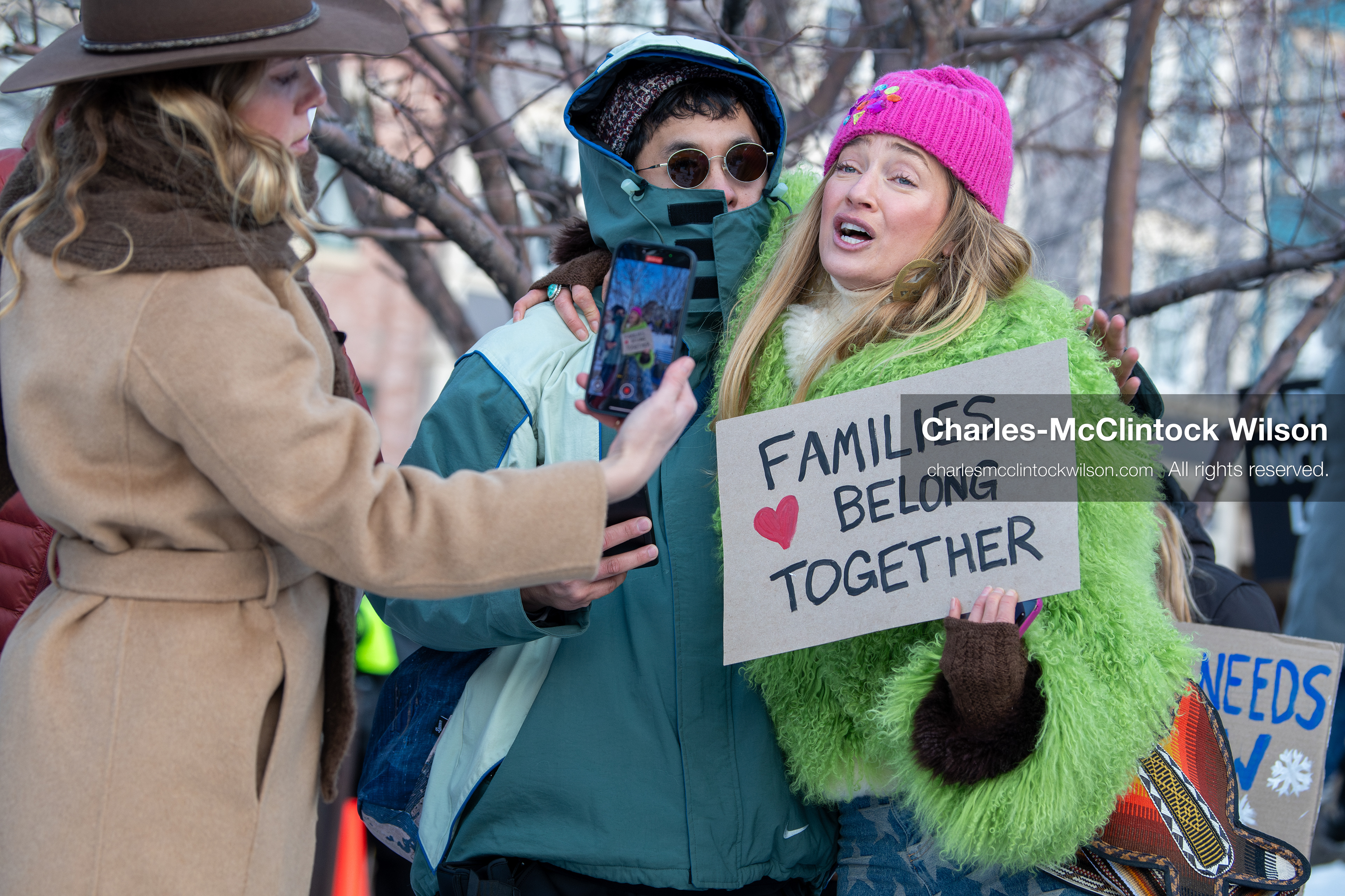 January 26, 2026, Park City, Utah, USA: US Professional skier and activist SIERRA QUITIQUIT holds a sign while gathering with demonstrators during a protest opposing U.S. Immigration and Customs Enforcement (I.C.E.) ICE agents at the Sundance Film Festival in Park City, Utah, on Monday, January 26, 2026. The event was held in response to the fatal shooting of Alex Pretti by a U.S. Border Patrol officer in Minneapolis. (Credit Image: © Charles McClintock Wilson/ZUMA Press Wire)