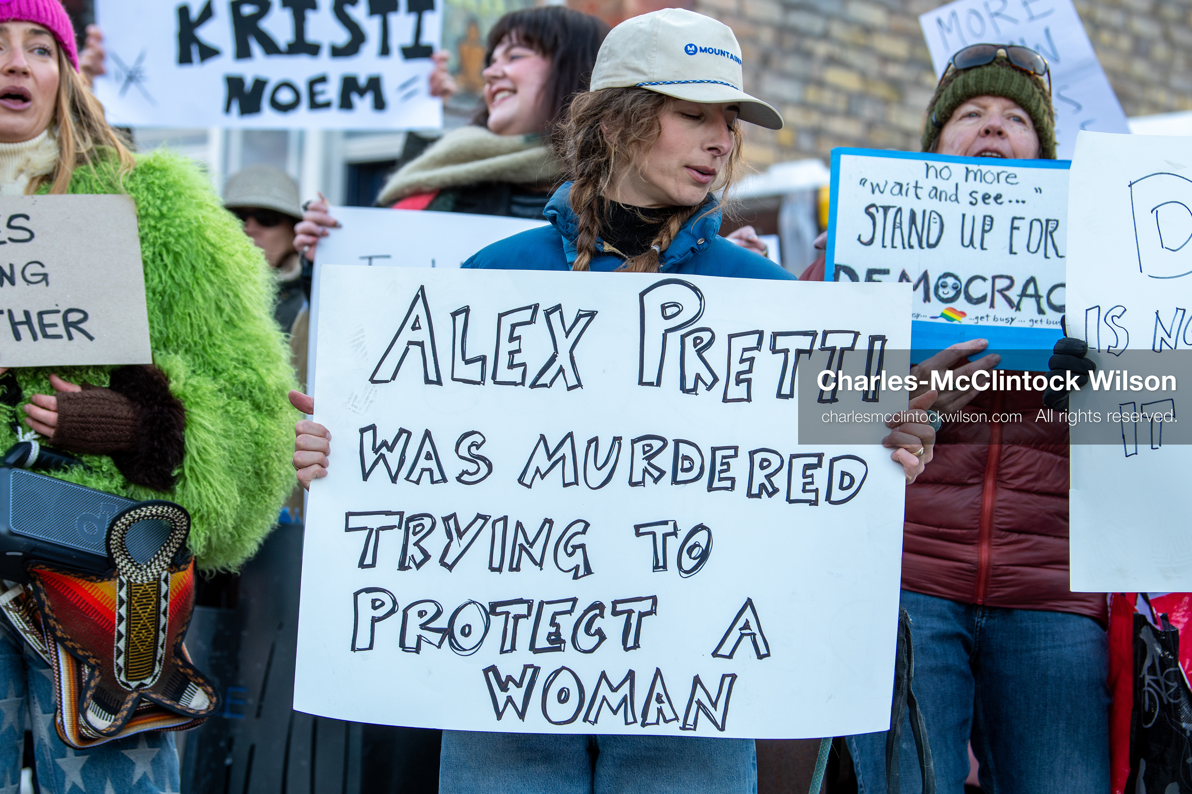 January 26, 2026, Park City, Utah, USA: Demonstrators gather on Main Street holding signs and American flags during a protest opposing U.S. Immigration and Customs Enforcement (I.C.E.) ICE agents at the Sundance Film Festival in Park City, Utah, on Monday, Jan. 26, 2026. The event was held in response to the fatal shooting of Alex Pretti by a U.S. Border Patrol officer in Minneapolis. (Credit Image: © Charles McClintock Wilson/ZUMA Press Wire)