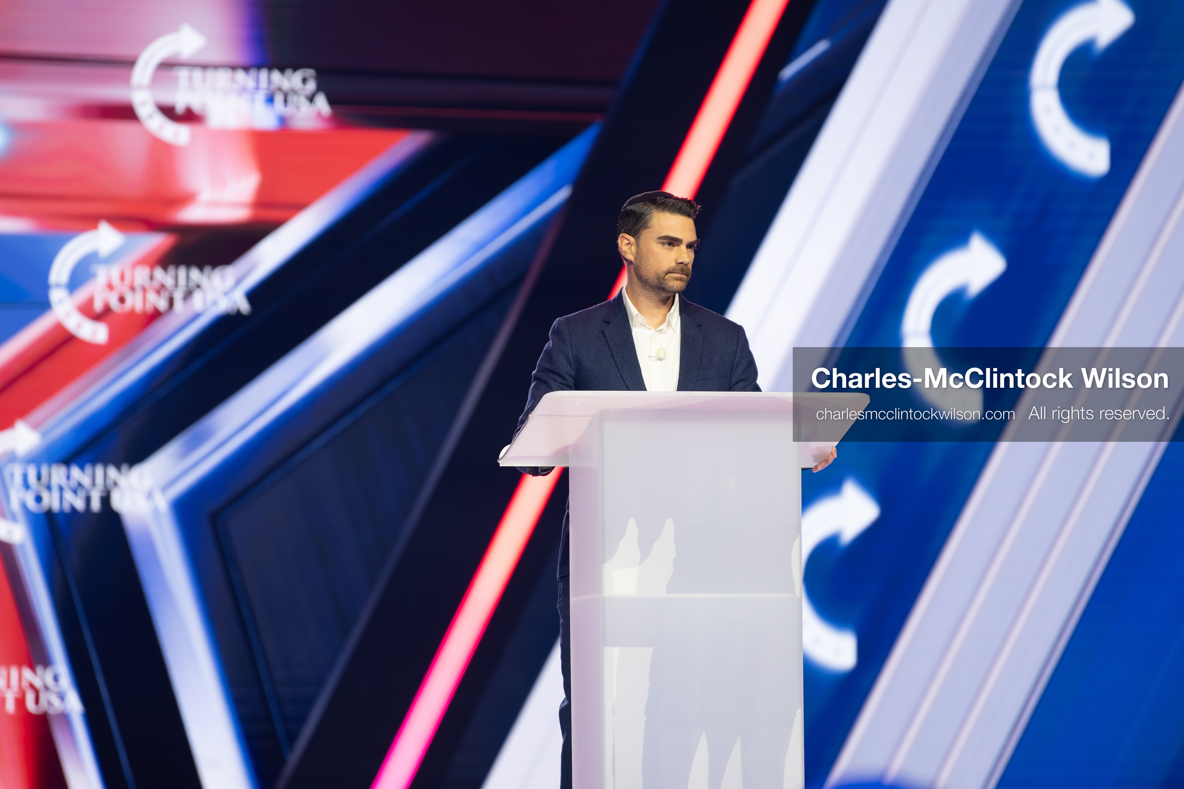 December 18, 2025, Phoenix, Arizona, USA: Ben Shapiro speaks during Day One of Turning Point USA’s AmericaFest 2025 at the Phoenix Convention Center in Phoenix, Arizona.   (Credit Image: © Charles‑McClintock Wilson/ZUMA Press Wire)