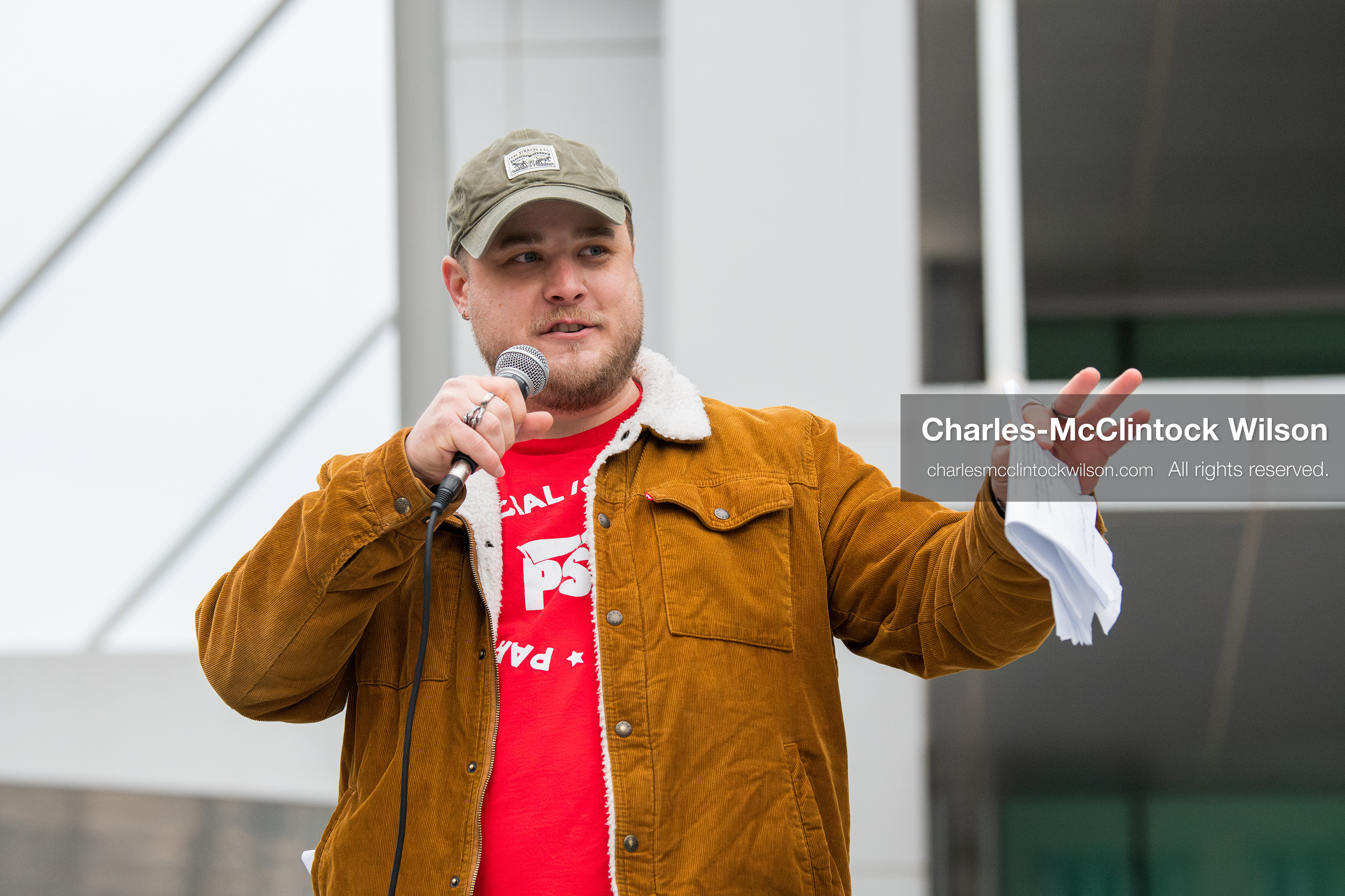 January 3, 2026, Salt Lake City, Utah, USA: A speaker addresses demonstrators during a protest against US military action in Venezuela outside the Wallace Federal Building in Salt Lake City, Utah. The protest was part of a nationwide mobilization opposing airstrikes and foreign intervention. (Credit Image: (c) Charles‑McClintock Wilson/ZUMA Press Wire)