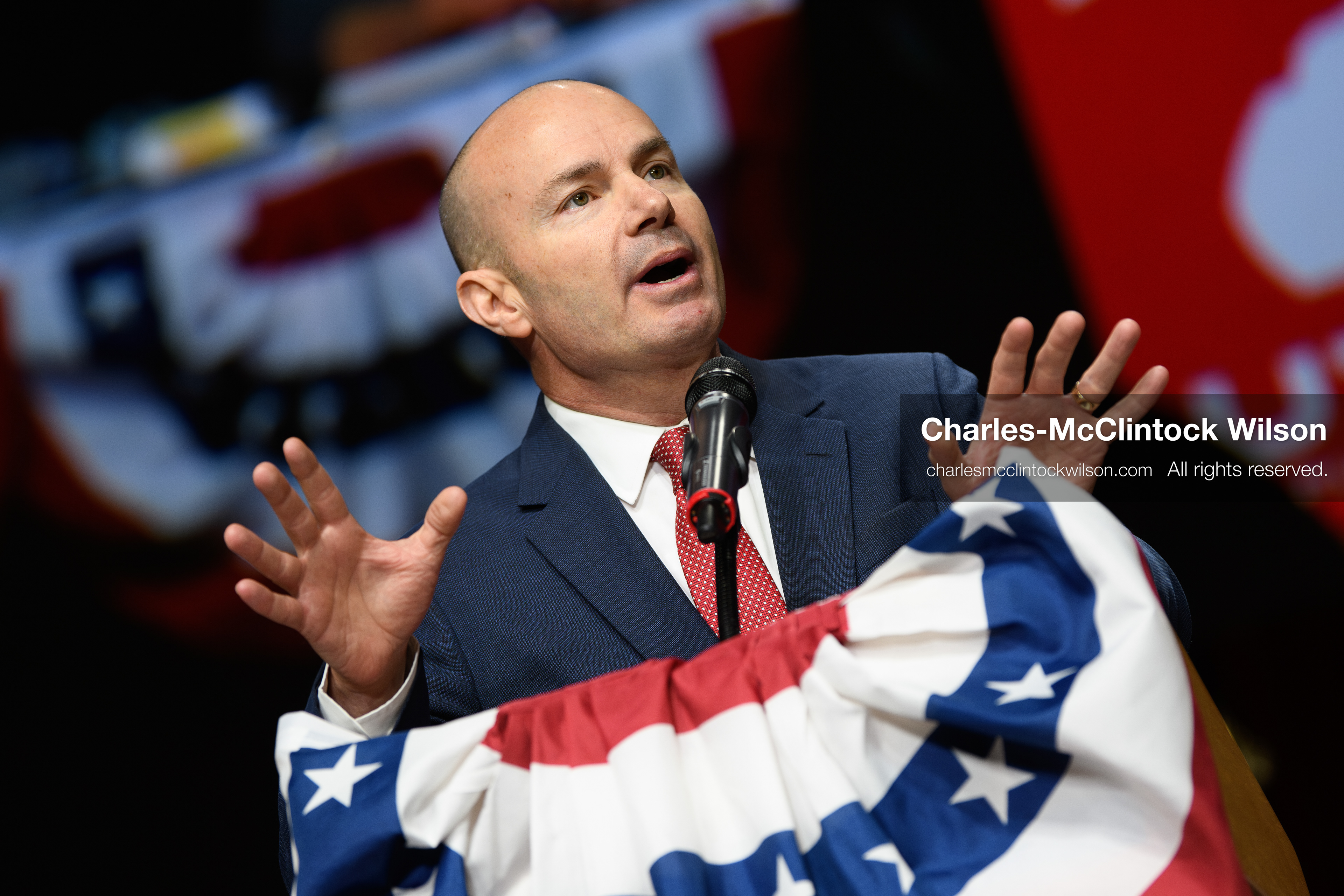 April 25, 2026, Orem, Utah, USA: U.S. Sen. MIKE LEE (R‑UT) speaks during the 2026 Utah Republican State Nominating Convention at the UCCU Center on the campus of Utah Valley University in Orem. (Credit Image: © Charles-McClintock Wilson/ZUMA Press Wire)
