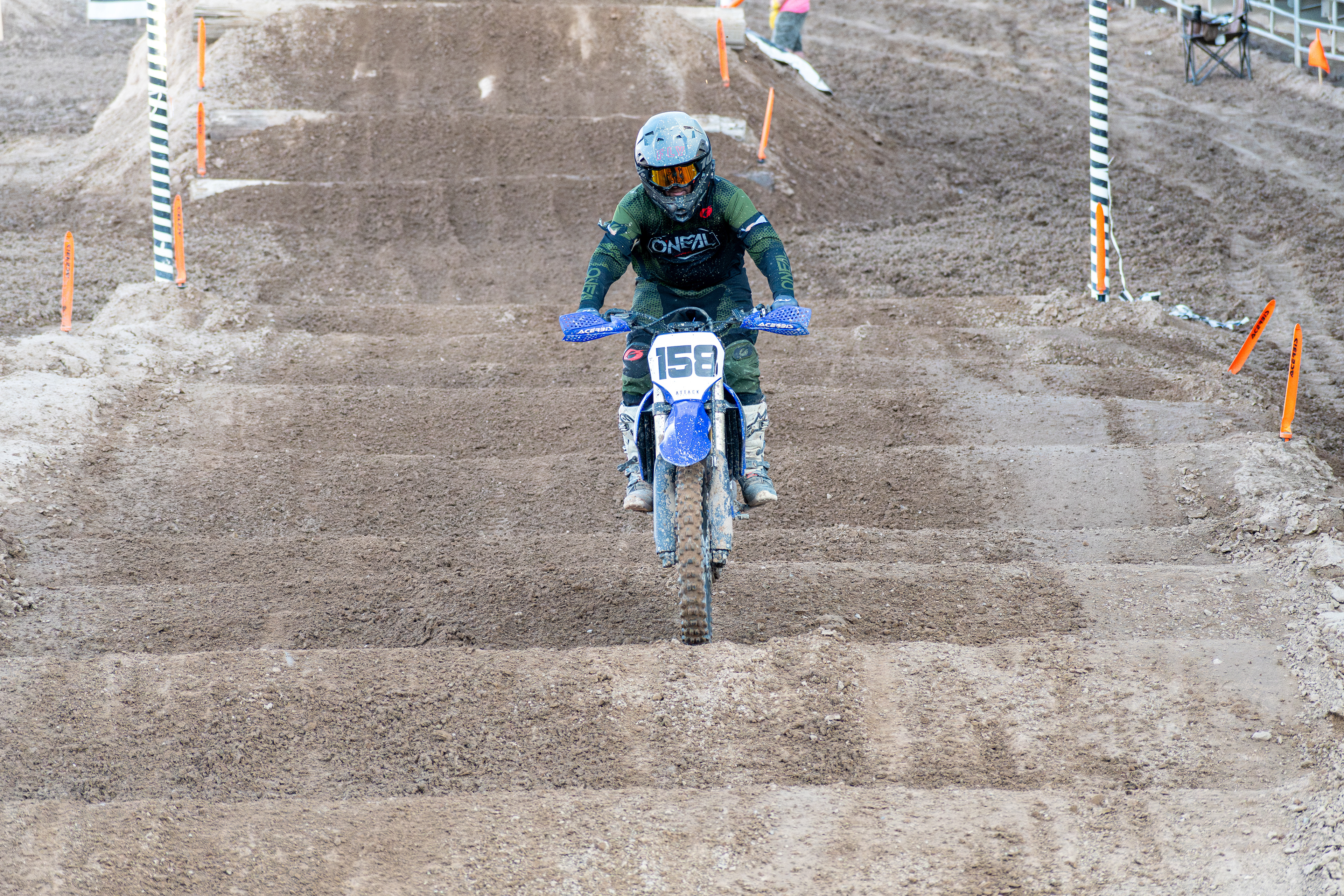 Nephi, Utah – June 28, 2025: A motocross rider competes during the Juab Xtreme Racing event at Juab County Fairgrounds.