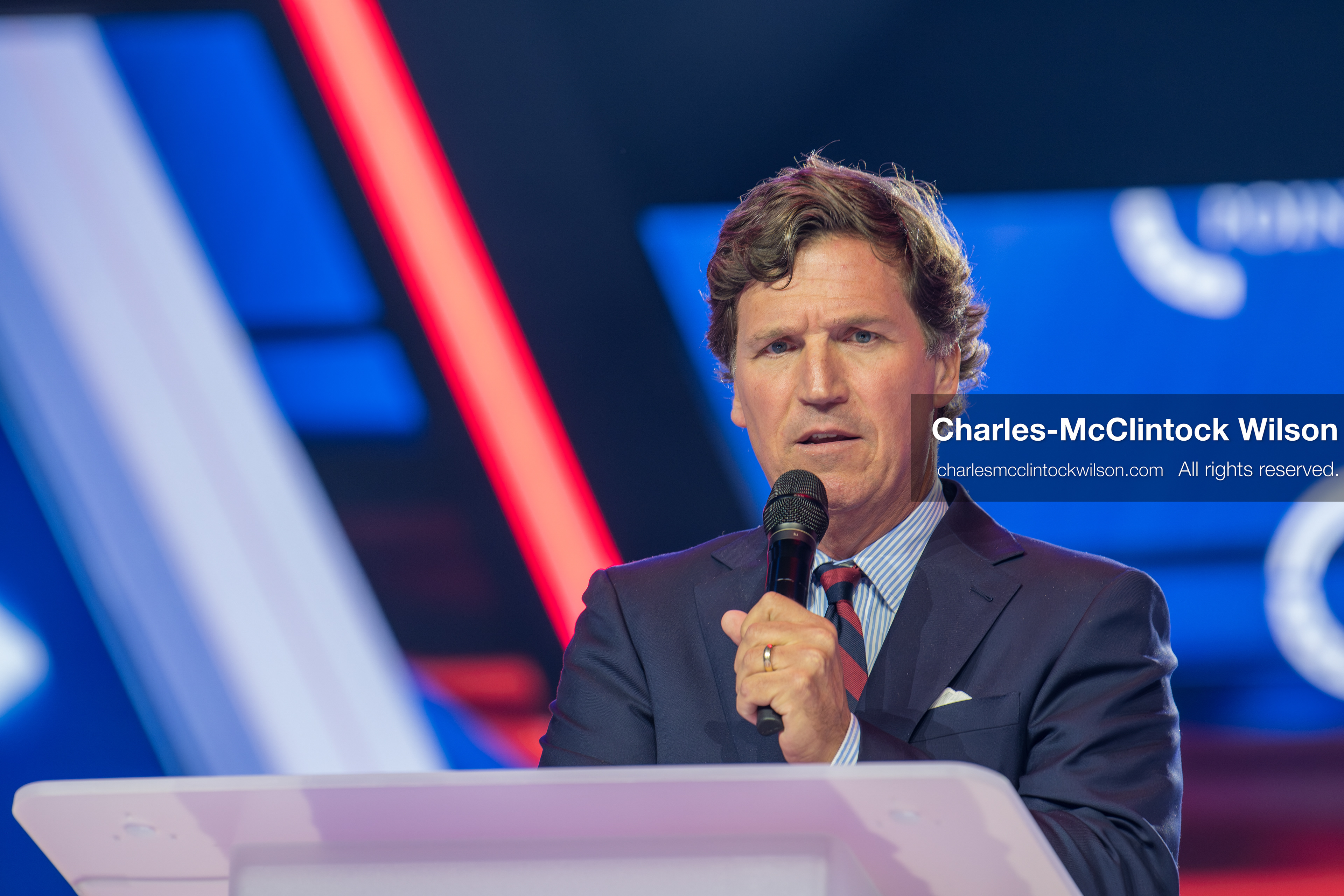 December 18, 2025, Phoenix, Arizona, USA: Tucker Carlson speaks on Day One of Turning Point USA’s AmericaFest 2025 at the Phoenix Convention Center in Phoenix, Arizona.   (Credit Image: © Charles‑McClintock Wilson/ZUMA Press Wire)
