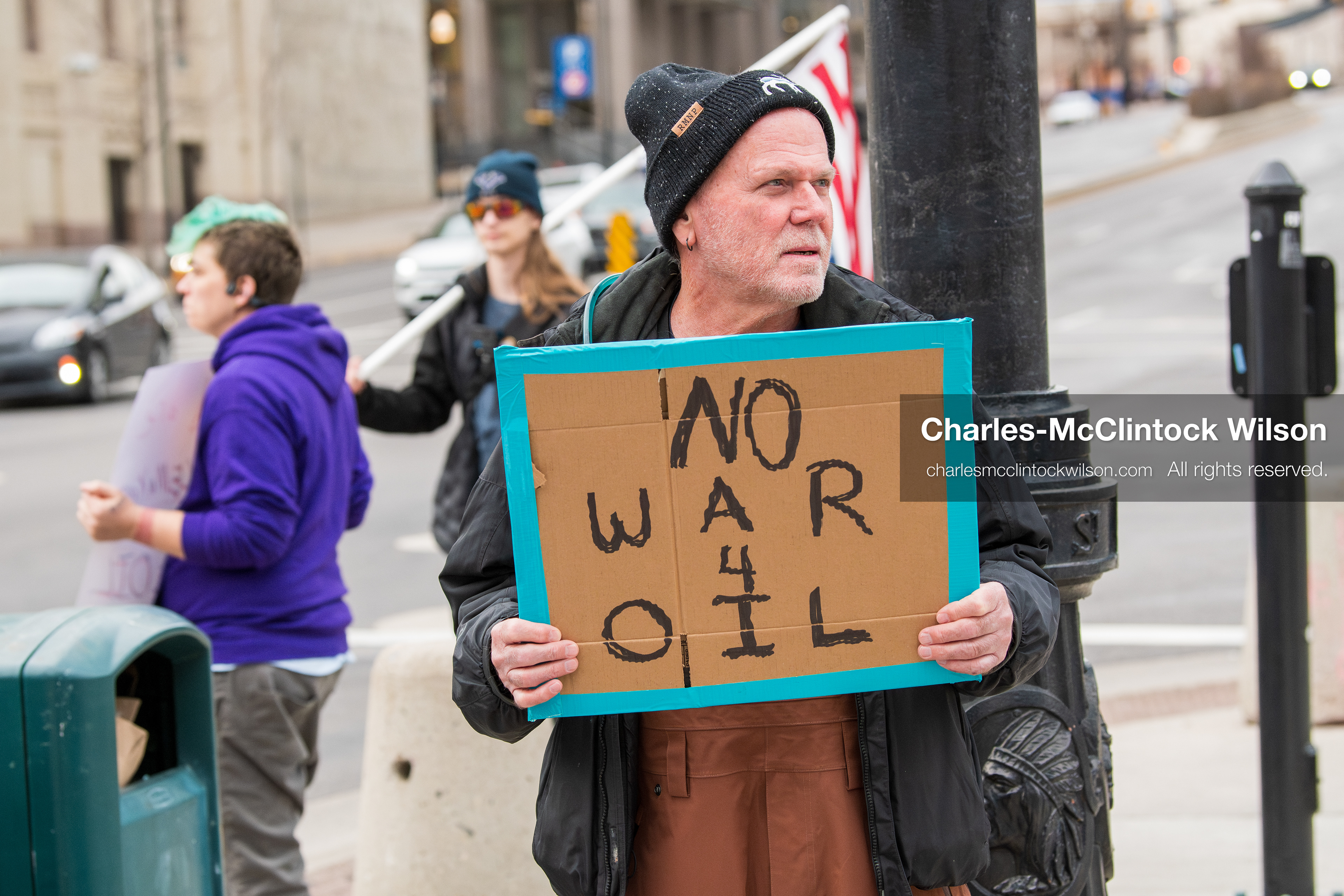 January 3, 2026, Salt Lake City, Utah, USA: A protester holds a sign during a demonstration against US action in Venezuela outside the Wallace Federal Building in Salt Lake City, Utah. The protest was part of a nationwide mobilization responding to recent military developments. (Credit Image: (c) Charles‑McClintock Wilson/ZUMA Press Wire)