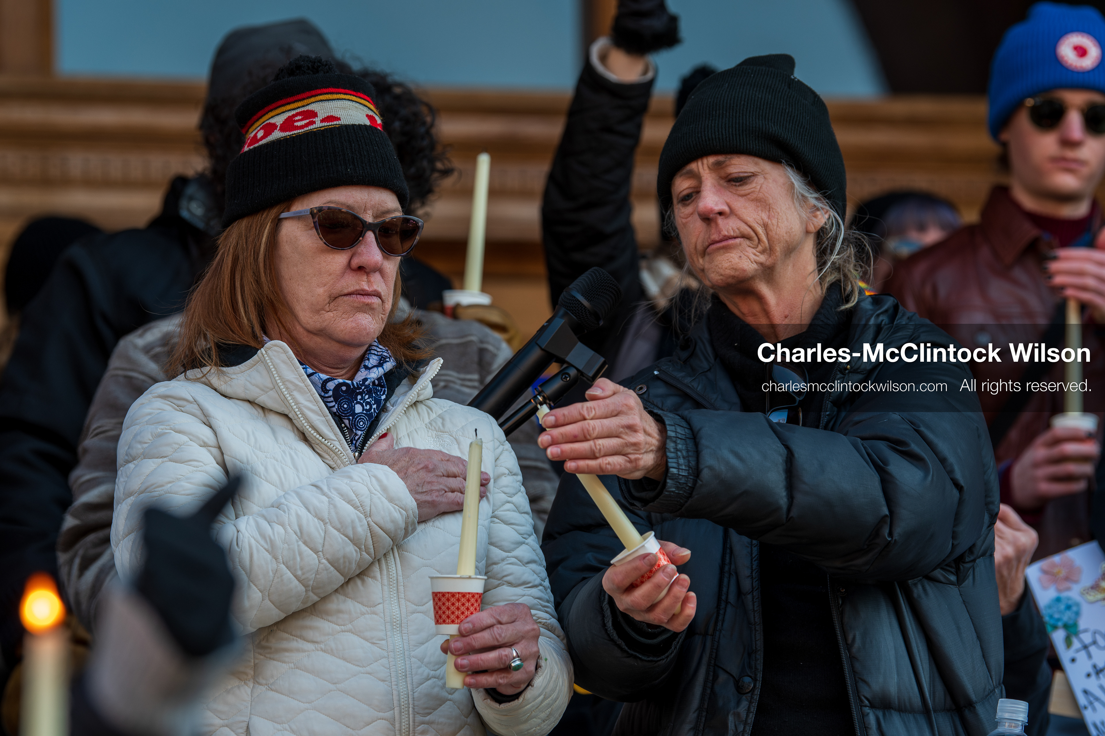 Salt Lake City, Utah, January 10, 2026: Participants hold candles during a vigil for Renee Nicole Good and other victims of ICE enforcement, part of the ICE Out for Good protest at Washington Square Park. (Credit Image: © Charles‑McClintock Wilson/ZUMA Press Wire)