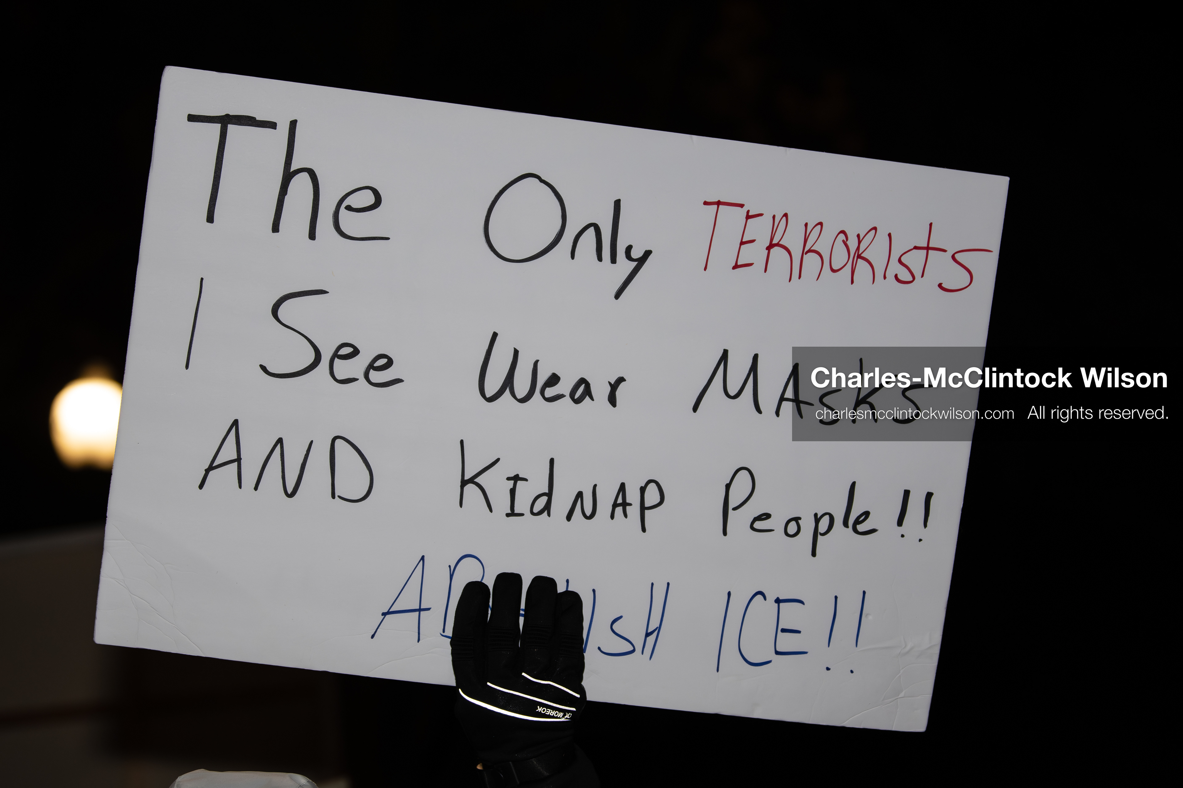 January 8, 2026, Salt Lake City, Utah, USA: A demonstrator holds a sign during an anti ICE protest at Pioneer Park in Salt Lake City Utah on Jan 8 2026. The rally followed the death of Renee Nicole Good a Minneapolis woman who was fatally shot during an encounter with immigration authorities and drew hundreds calling for accountability and changes to enforcement practices. (Credit Image: © Charles-McClintock Wilson/ZUMA Press Wire)