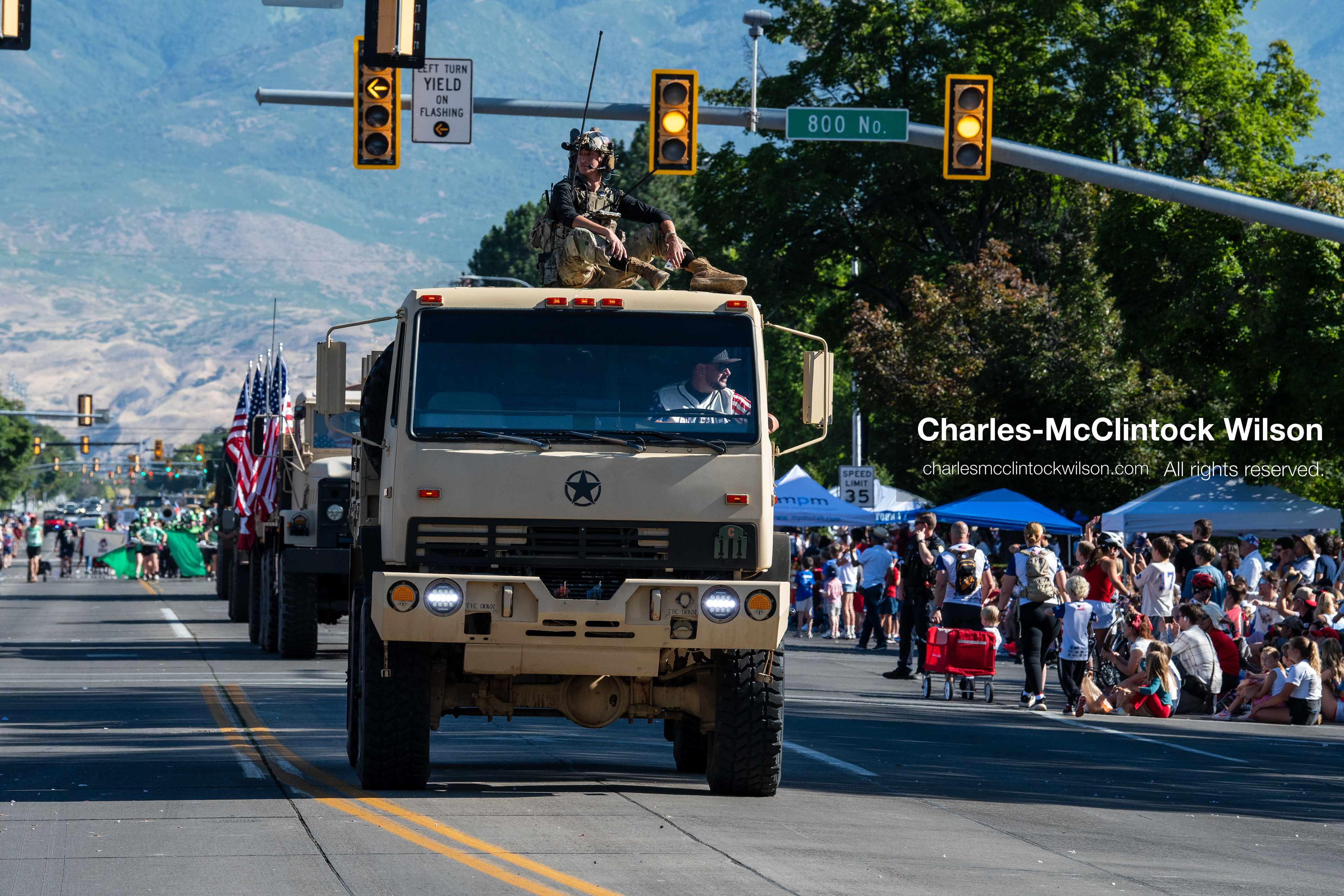 July 4, 2026, Provo, Utah, USA: A modern military tactical truck moves along the pavement as part of a convoy during America's Freedom Festival Grand Parade in Provo, Utah, Saturday, July 4, 2026. The annual event drew thousands of spectators to the downtown corridor. (Credit Image: © Charles-McClintock Wilson/ZUMA Press Wire)