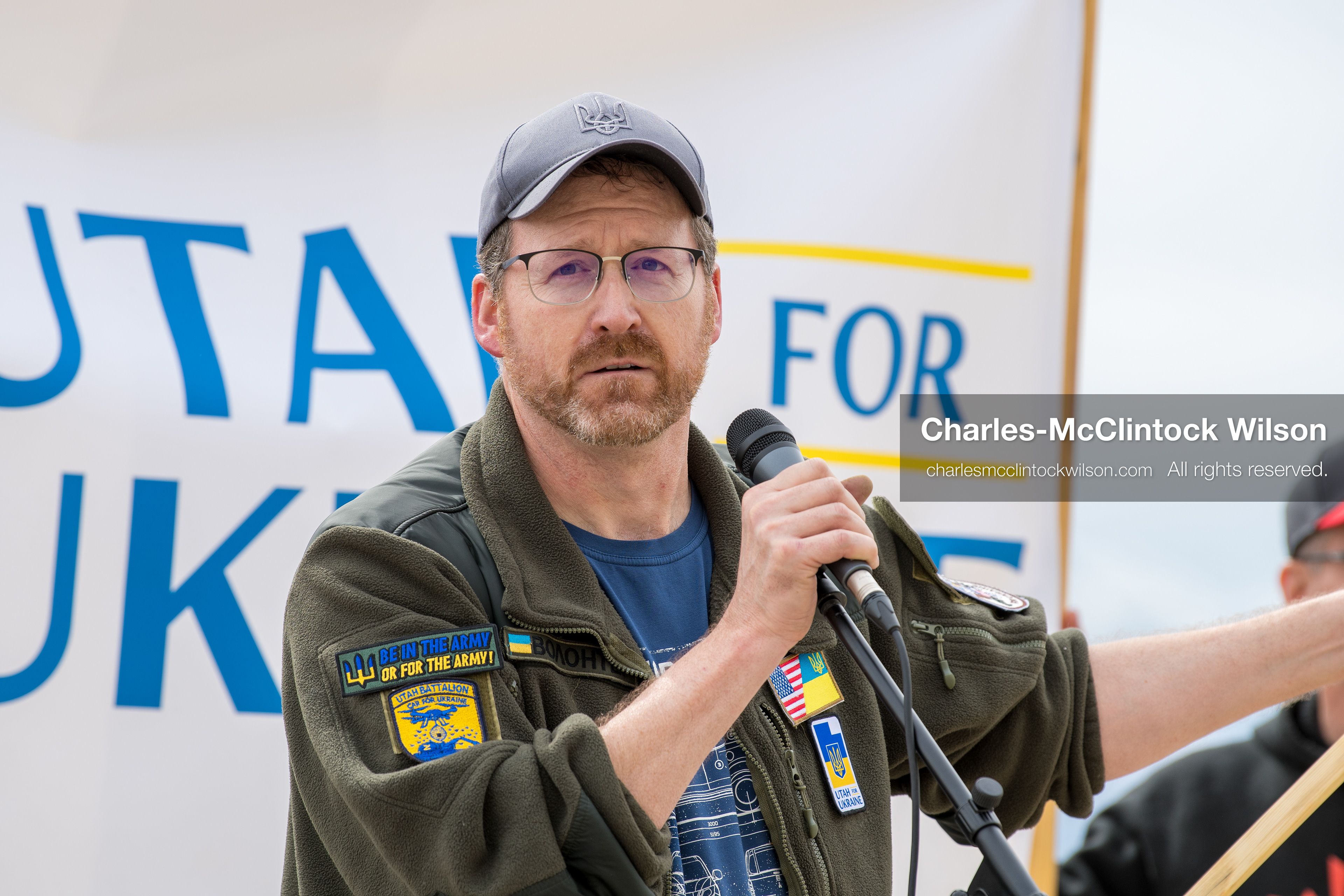 February 28, 2026, Salt Lake City, Utah, USA: NATHANIEL SANDERS, a Salt Lake County Deputy District Attorney and a vocal advocate for Ukraine, speaks during the Stand With Ukraine rally at the Utah State Capitol. The event marked the four year anniversary of the full scale Russian invasion of Ukraine and brought community members together in support of Ukrainians and local humanitarian efforts. (Credit Image: © Charles McClintock Wilson/ZUMA Press Wire)