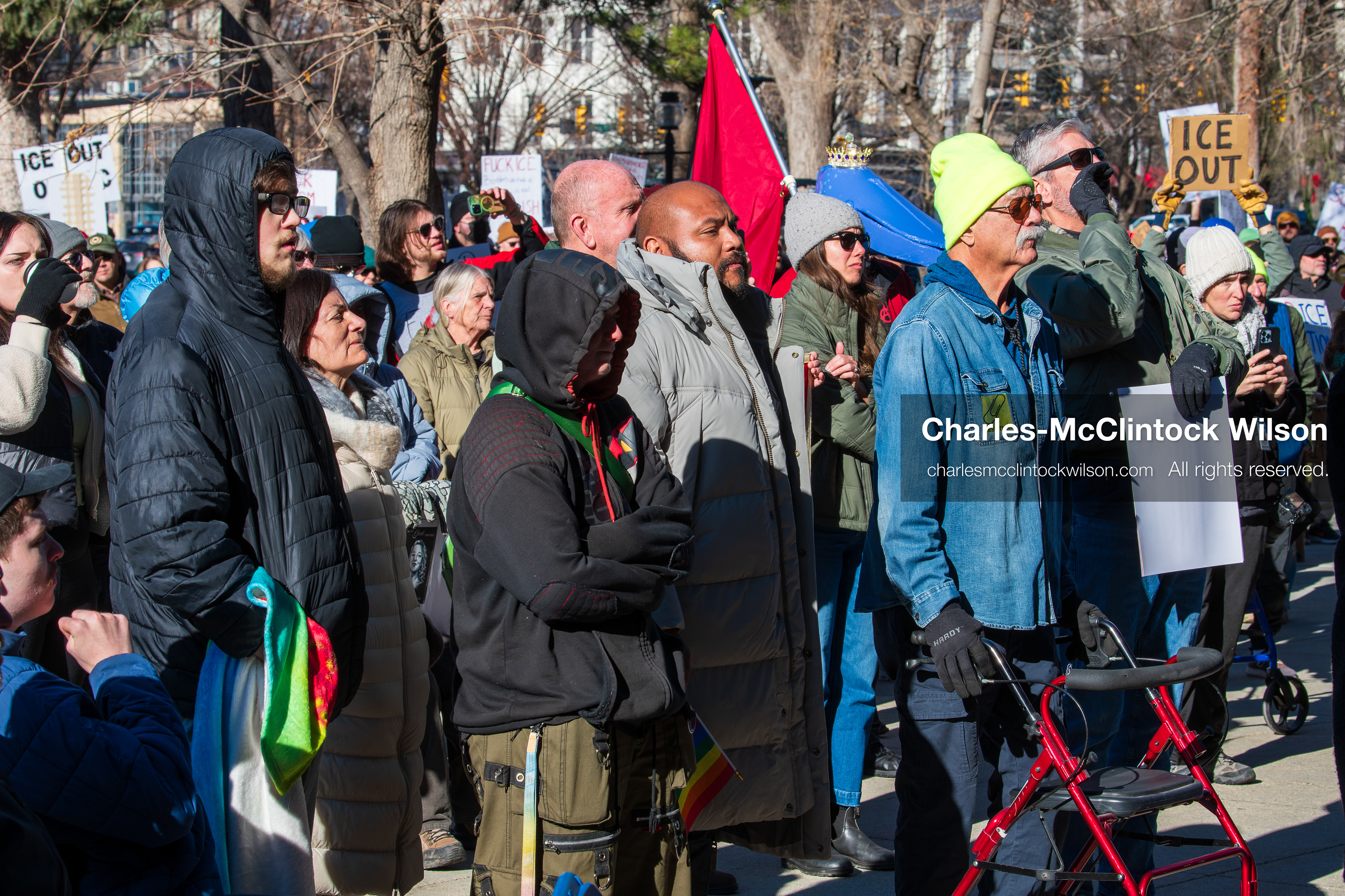 January 10, 2026, Salt Lake City, Utah, USA: Crowd of demonstrators gathered at Washington Square Park during the ICE Out for Good protest in Salt Lake City, Utah, on January 10, 2026, a demonstration against ICE and calling for justice for Renee Nicole Good. (Credit Image: © Charles-McClintock Wilson/ZUMA Press Wire)