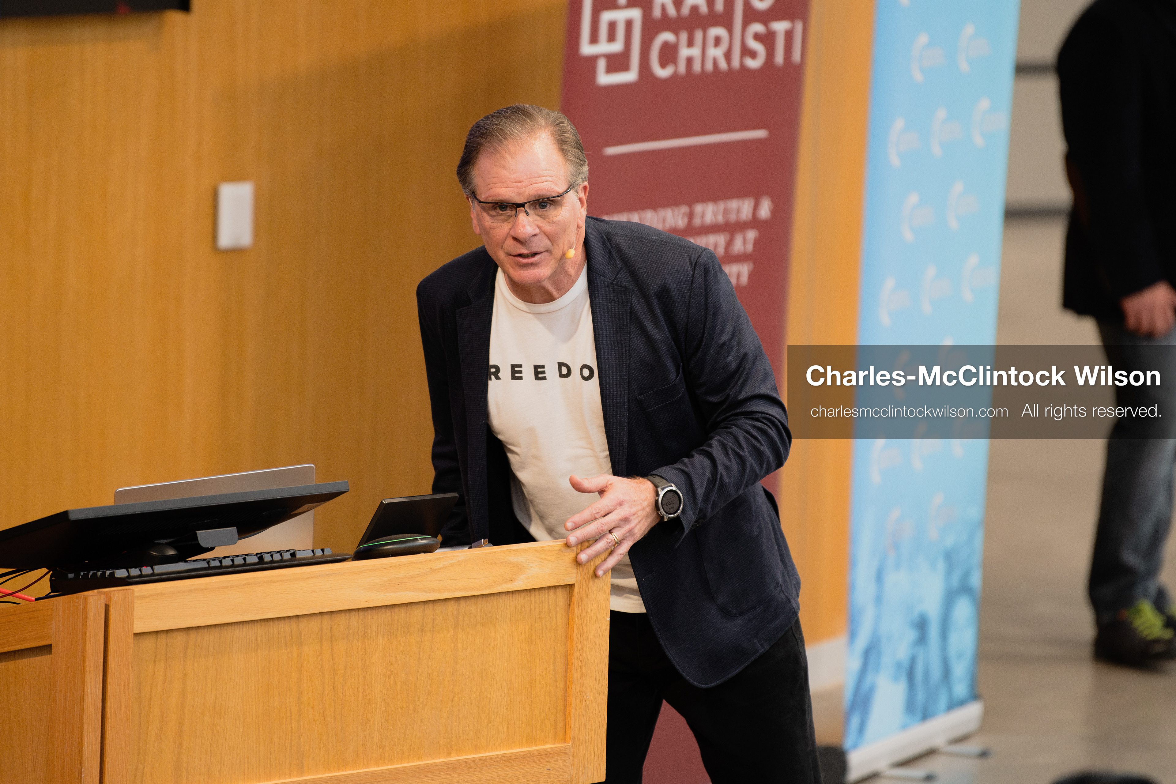 March 26, 2026, Orem, Utah, USA: US author, Christian apologist, and founder of http://CrossExamined.org Frank Turek speaks during a stop on his “Change My Mind” College Tour at Utah Valley University in Orem, Utah. The event, hosted by Ratio Christi, included discussions on faith, philosophy, and the problem of evil. (Credit Image: © Charles-McClintock Wilson/ZUMA Press Wire)
