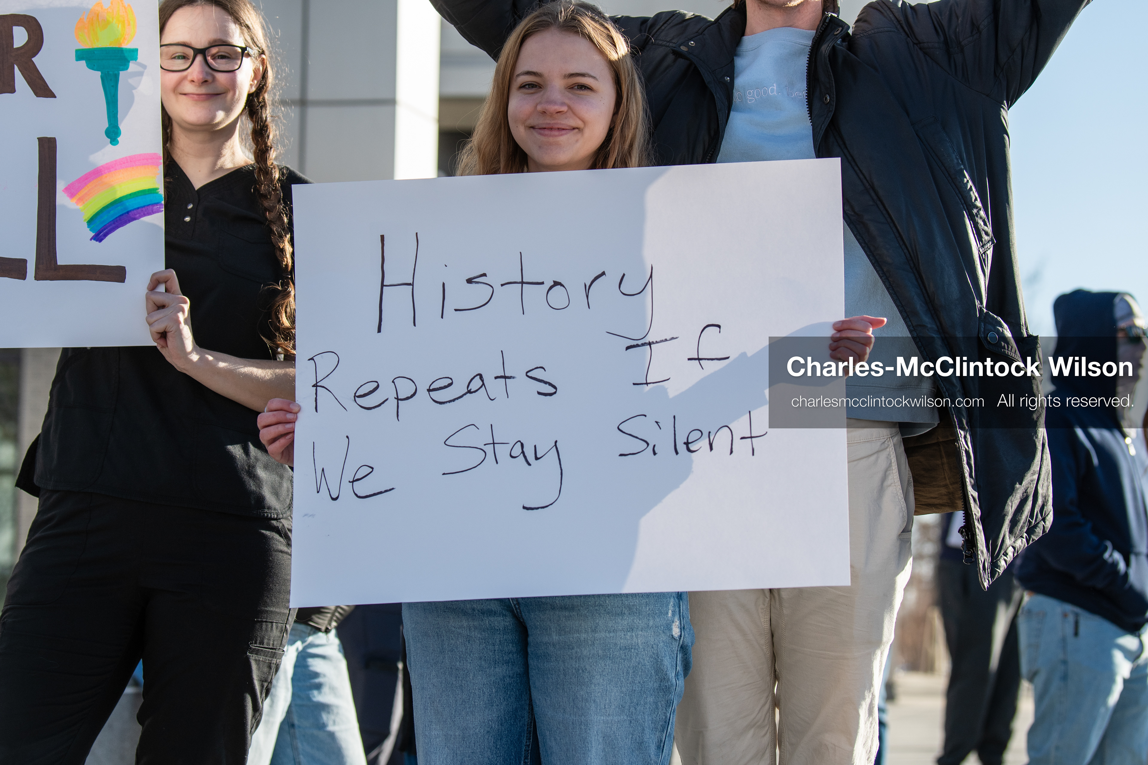 January 20, 2026, Provo, Utah, USA: Protesters gather outside Provo City Hall during the Free America Walkout protest in Provo, Utah, on January 20, 2026. Demonstrators held signs calling for justice, immigration reform, and an end to detention practices. (Credit Image: © Charles-McClintock Wilson/ZUMA Press Wire)