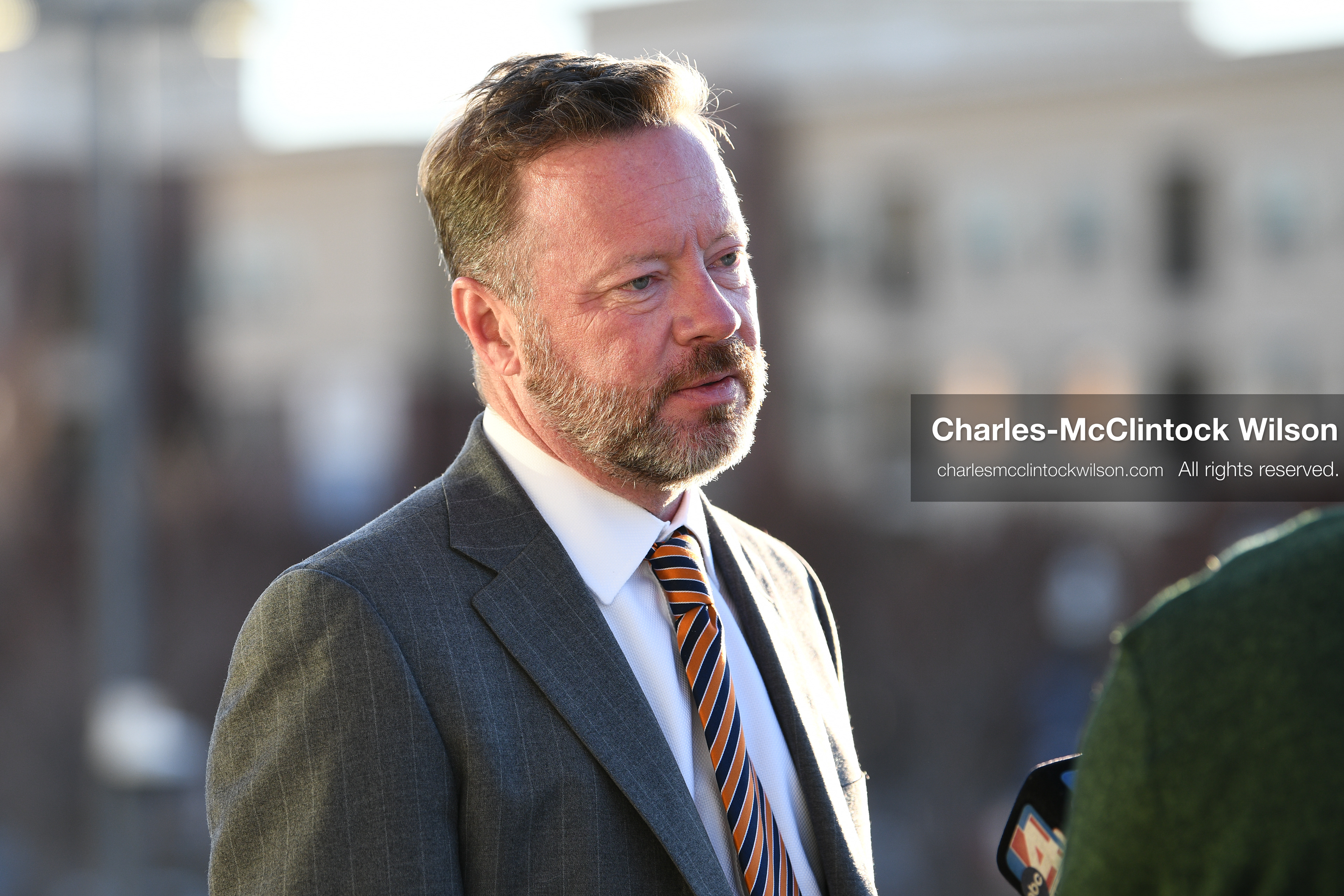 PROVO, UTAH, USA – DECEMBER 11, 2025: David Reymann, an attorney representing media organizations, speaks to reporters outside the Fourth District Court in Provo during a hearing for Tyler Robinson, who is accused of fatally shooting Charlie Kirk. Prosecutors have charged Robinson with aggravated murder and plan to seek the death penalty. (Credit Image: © Charles‑McClintock Wilson/ZUMA Press Wire) 