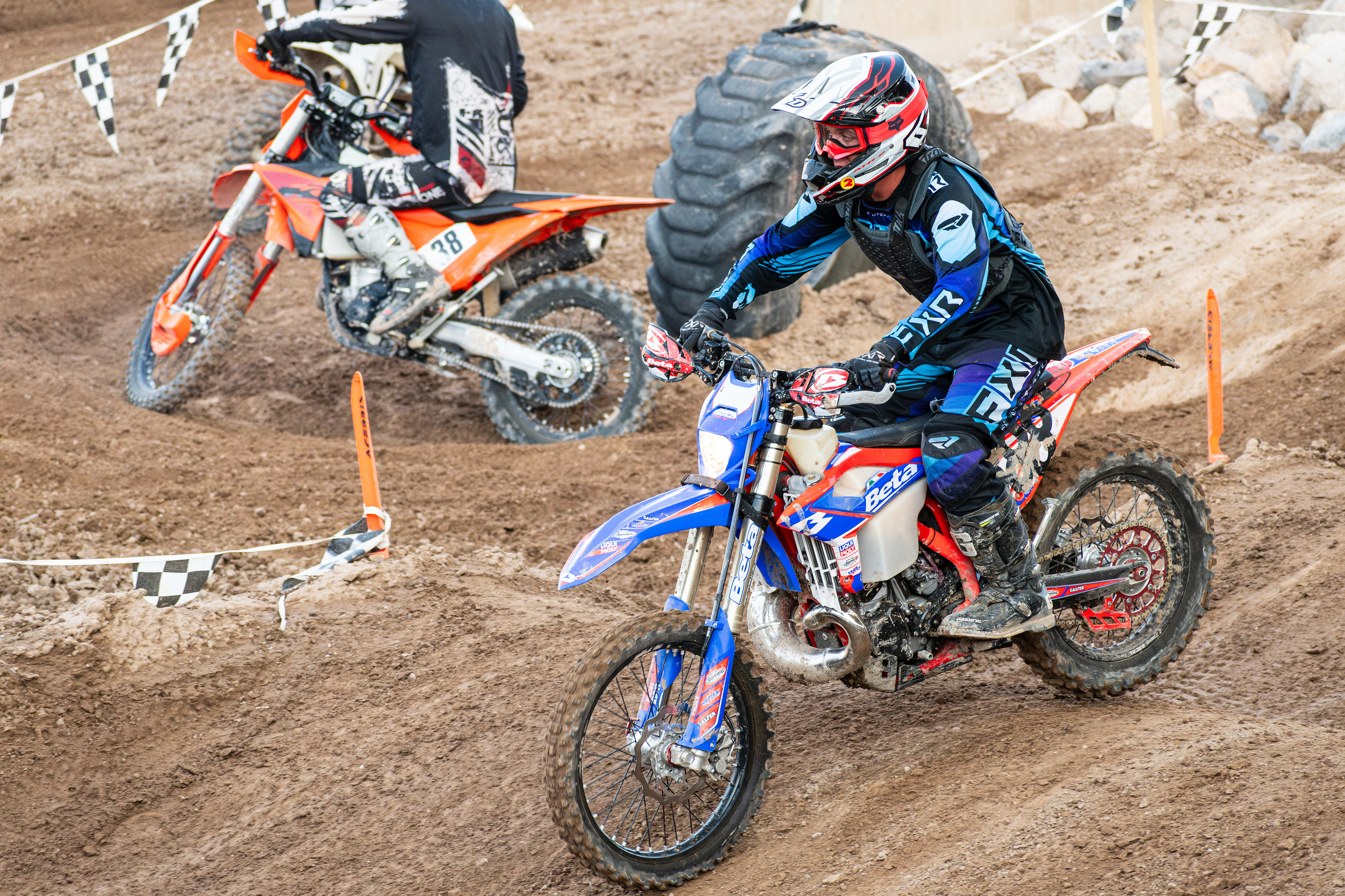 Nephi, Utah – June 28, 2025: A motocross rider competes during the Juab Xtreme Racing event at Juab County Fairgrounds.