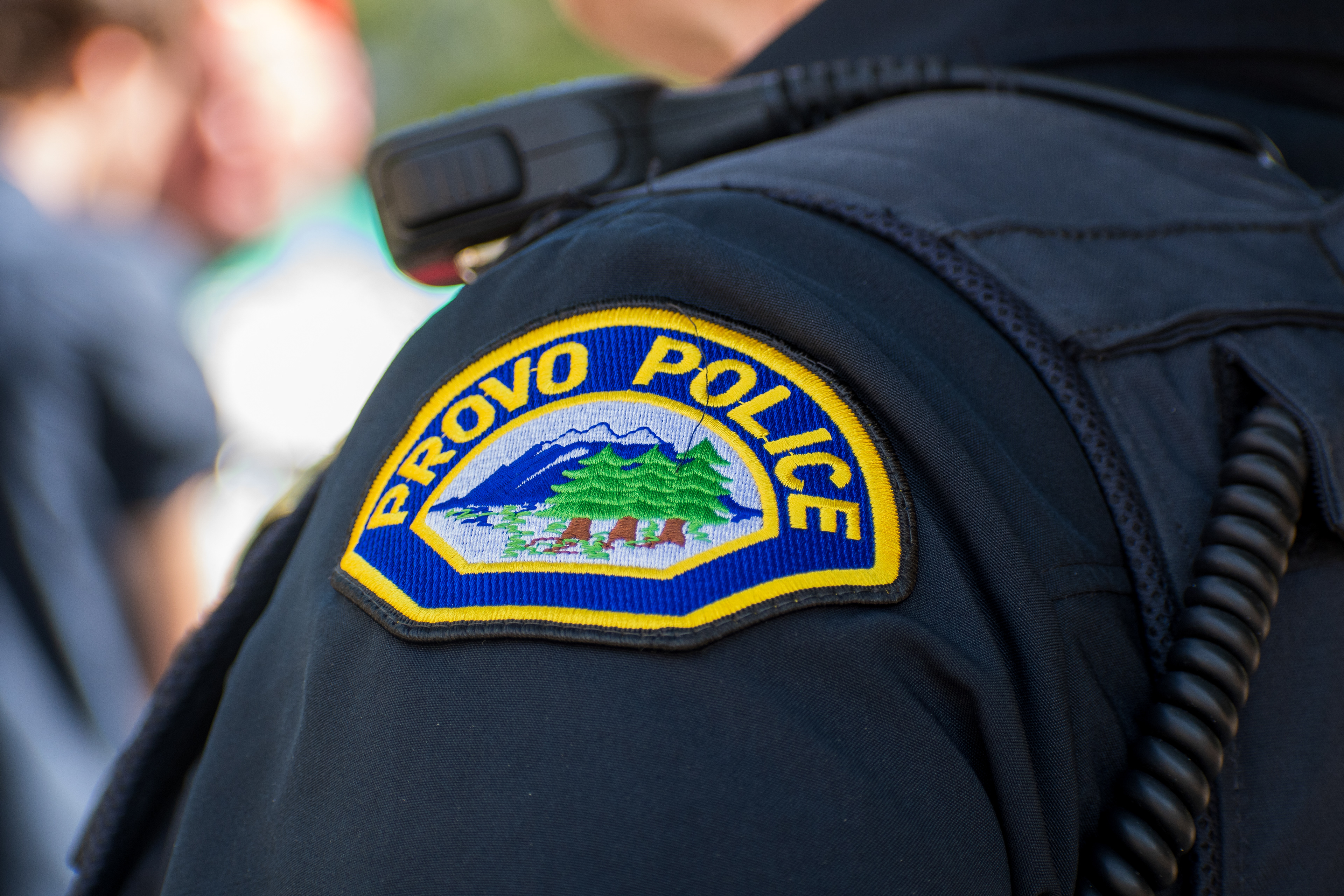 September 15, 2025 – Provo, Utah, United States: A patch reading “PROVO POLICE” is seen on the uniform of a Provo Police Department officer during a Department of Homeland Security career expo at the Utah Valley Convention Center, where federal and local agencies recruited law enforcement and security personnel. Photograph by Charles‑McClintock Wilson / ZUMA Press Wire
