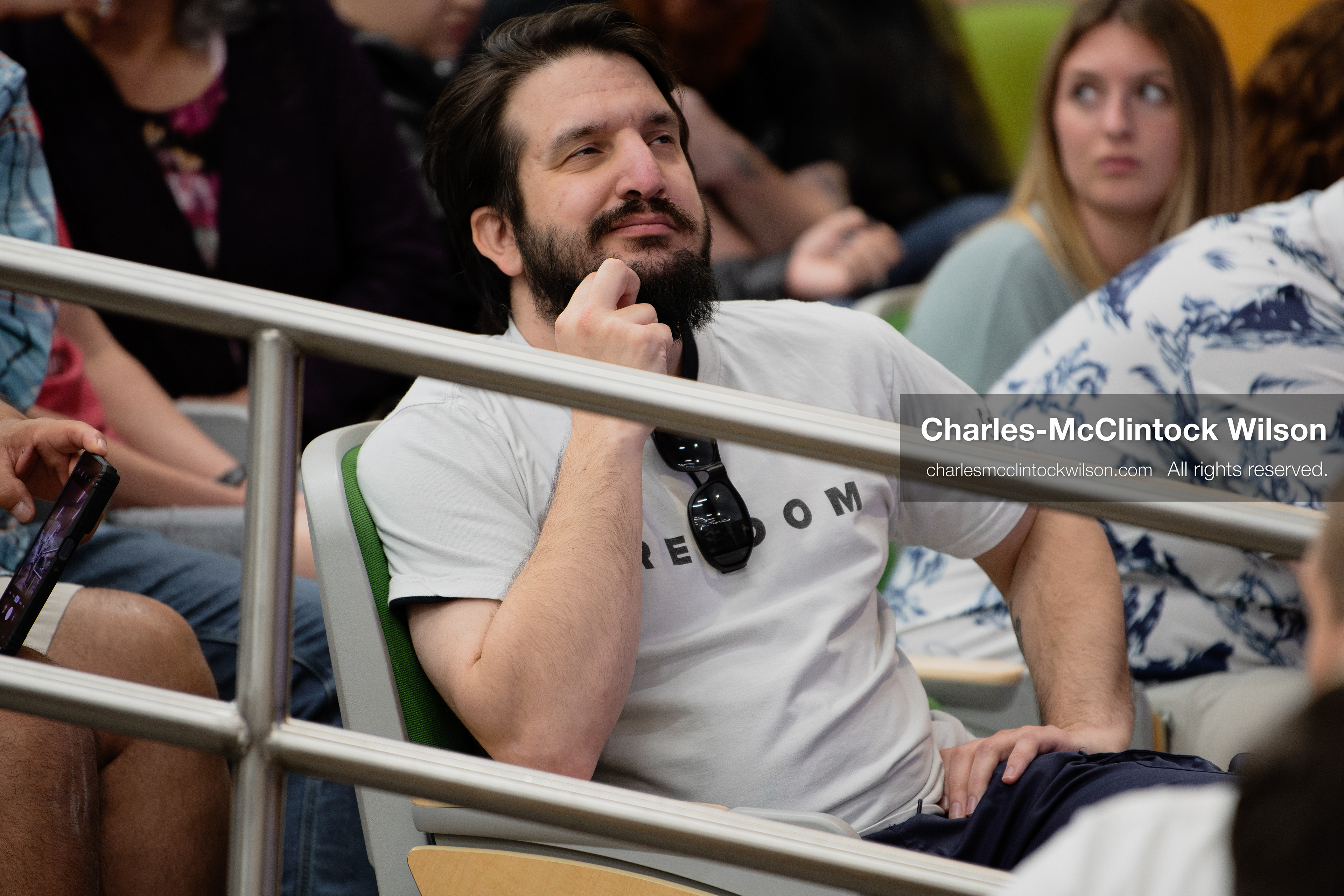 March 26, 2026, Orem, Utah, USA: Ridvan Aydemir, known online as “Apostate Prophet,” listens during Frank Turek’s “Change My Mind” College Tour event at Utah Valley University in Orem, Utah. (Credit Image: © Charles-McClintock Wilson/ZUMA Press Wire)