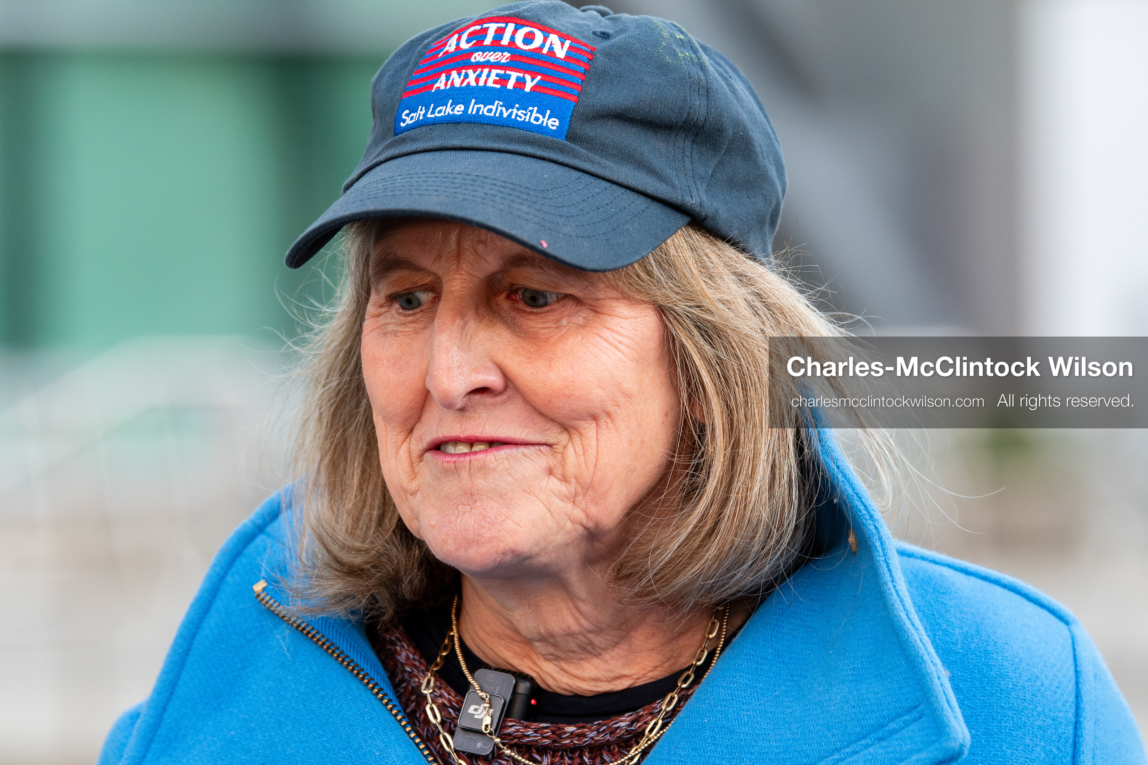 January 5, 2026, Salt Lake City, Utah, USA: Sarah Buck, leader of Salt Lake Indivisible, speaks during an emergency rally outside the Wallace Federal Building in Salt Lake City, Utah. The protest was part of a nationwide mobilization demanding congressional limits on presidential war powers following recent US military actions in Venezuela involving the government of Nicolas Maduro. Organizers urged constituents to gather at the offices of Utah US senators Mike Lee and John Curtis to vote to check the presidents war powers and emphasized that a large crowd sends a louder message. (Credit Image: (c) Charles‑McClintock Wilson/ZUMA Press Wire)