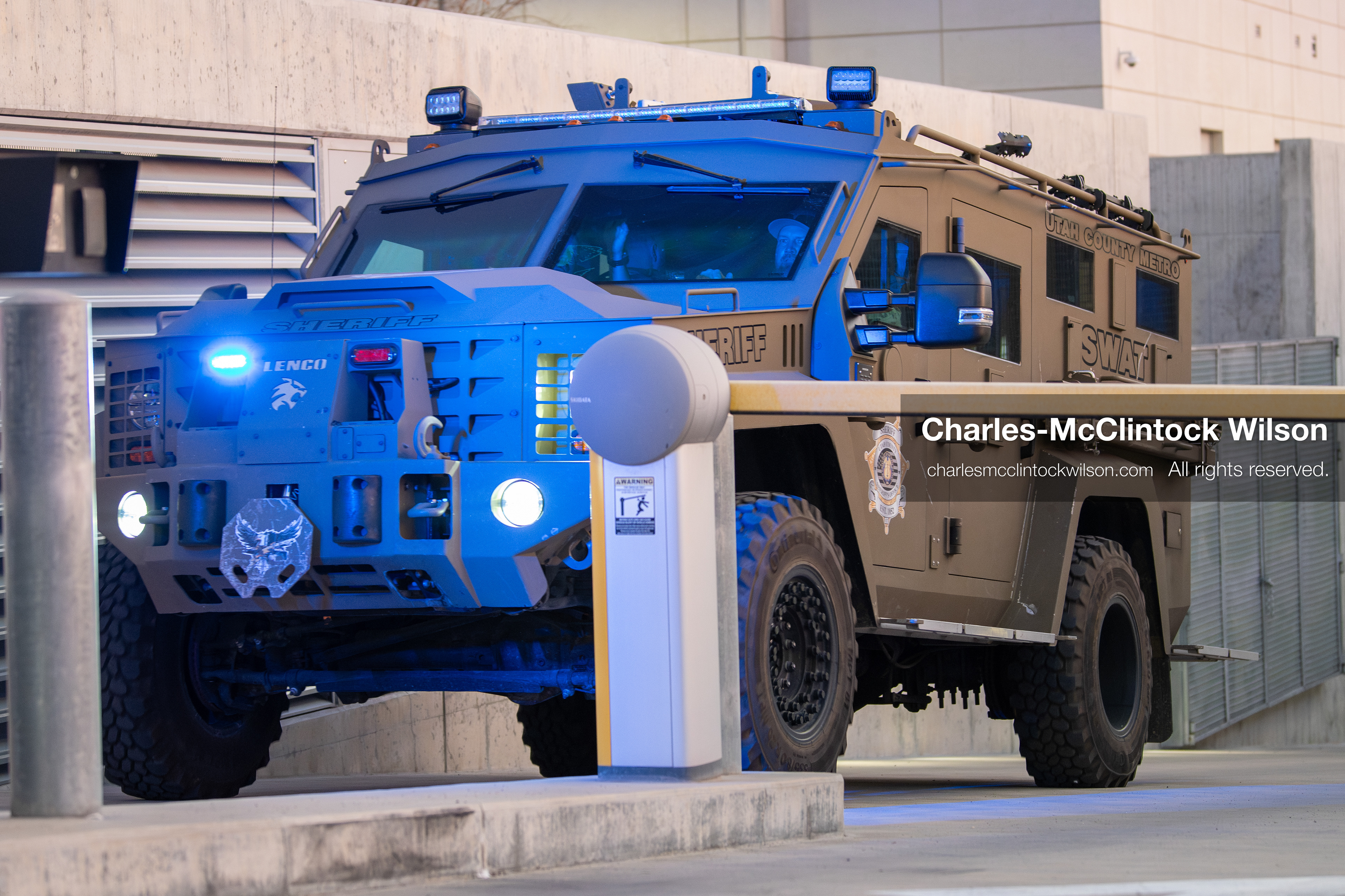January 16, 2026, Provo, Utah, USA: A law enforcement armored vehicle leaves the Fourth Judicial District Courthouse in Provo, Utah, carrying Tyler Robinson after his court appearance on January 16, 2026. Robinson is the alleged killer of US conservative figure Charlie Kirk, who was fatally shot during an event at Utah Valley University. (Credit Image: © Charles-McClintock Wilson/ZUMA Press Wire)