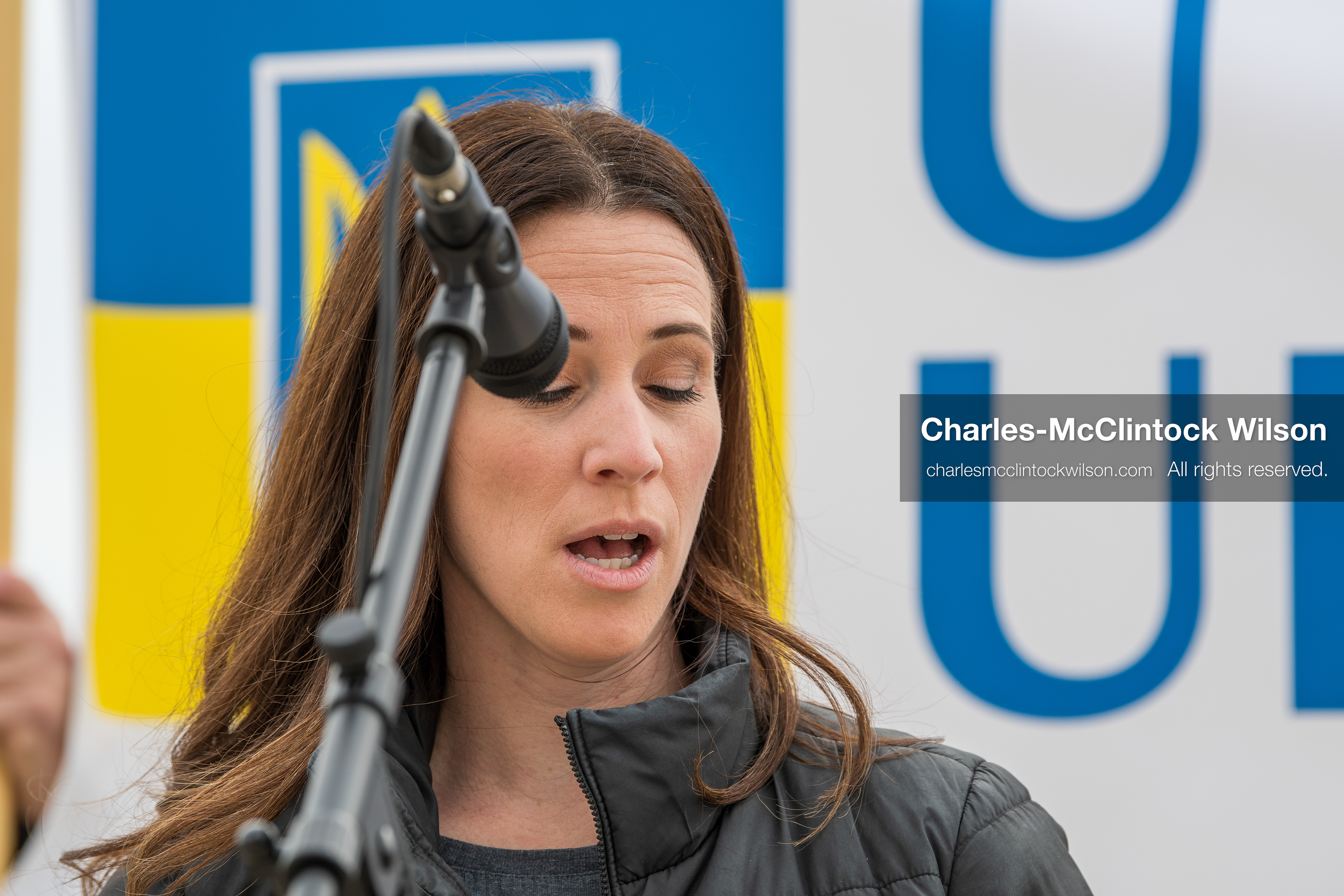 February 28, 2026, Salt Lake City, Utah, USA: STEPHANIE PITCHER, Utah state senator and a Democrat from Utah, speaks during the Stand With Ukraine rally at the Utah State Capitol. The event marked the four year anniversary of the full scale Russian invasion of Ukraine and brought community members together in support of Ukrainians and local humanitarian efforts. (Credit Image: © Charles McClintock Wilson/ZUMA Press Wire)