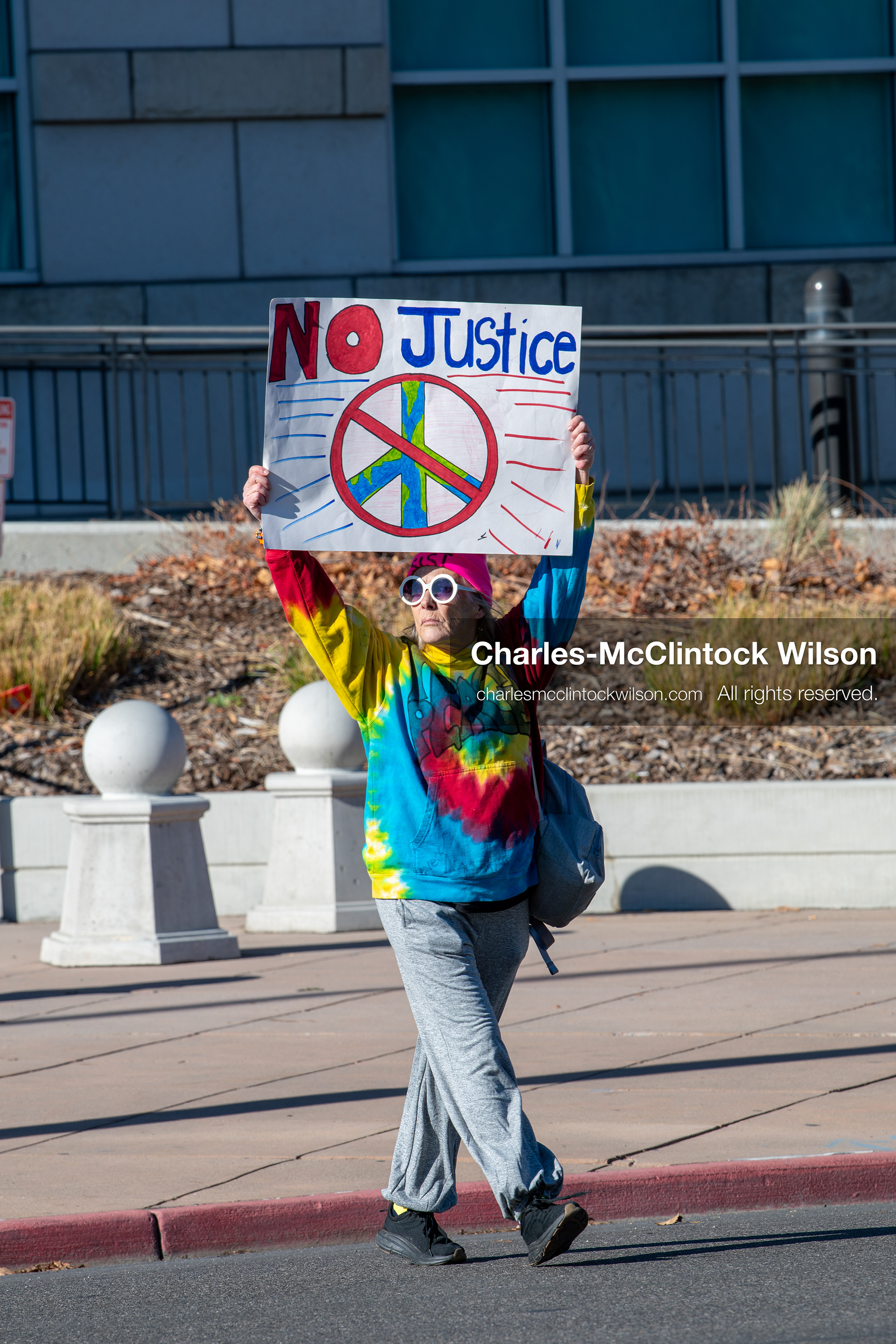 Salt Lake City, Utah, January 10, 2026: A protester holds a sign outside the Scott M. Matheson Courthouse during the ICE Out for Good protest, a demonstration calling for justice for Renee Nicole Good. (Credit Image: © Charles‑McClintock Wilson/ZUMA Press Wire)
