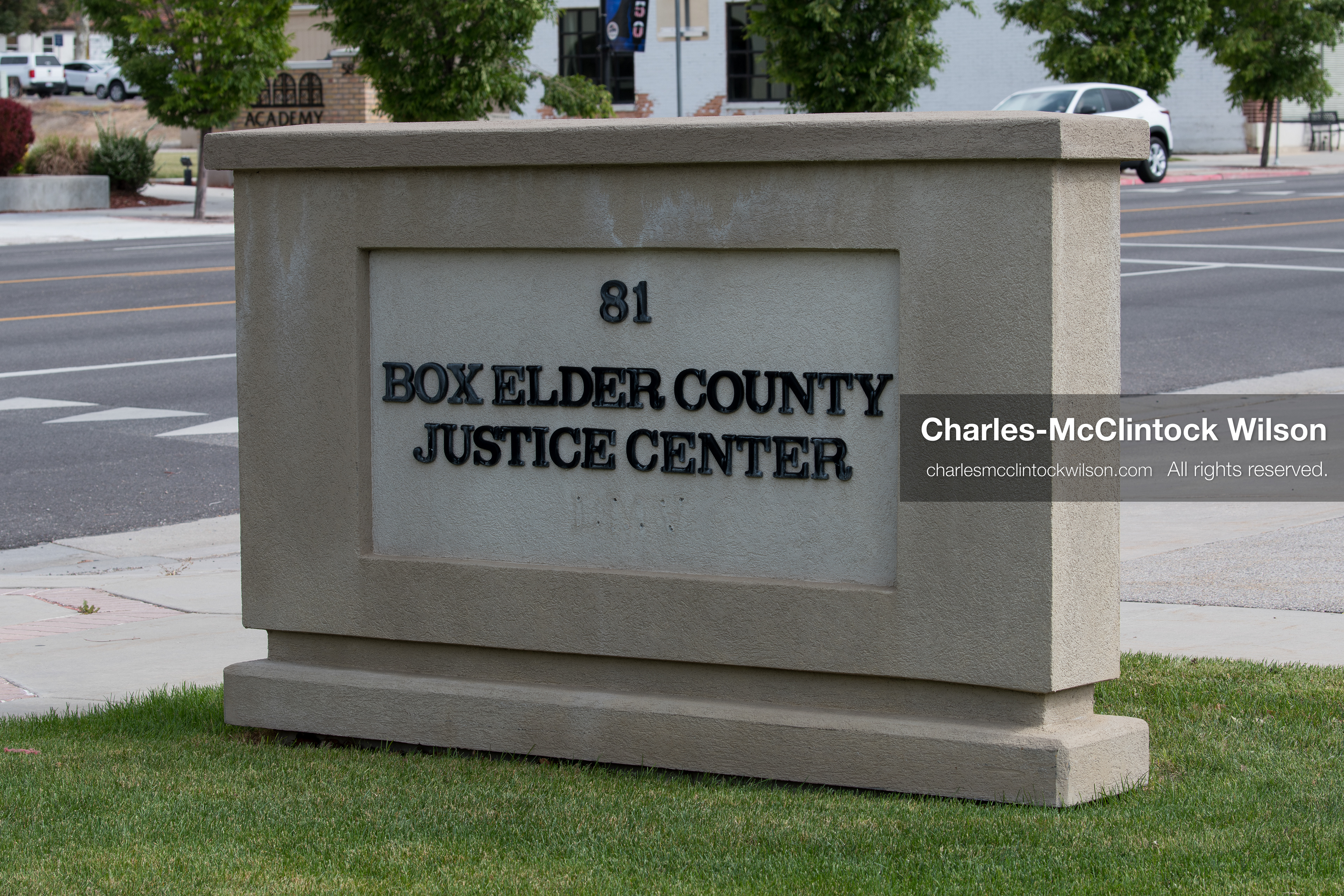 May 13, 2026, Brigham City, Utah, USA: A sign outside the Box Elder County Justice Center in Brigham City, Utah, is pictured on May 13, 2026. The building hosted a public meeting over the proposed data‑center project backed by businessman Kevin O’Leary, which has drawn public concern over water use, power demand, and transparency. (Credit Image: © Charles‑McClintock Wilson/ZUMA Press Wire)