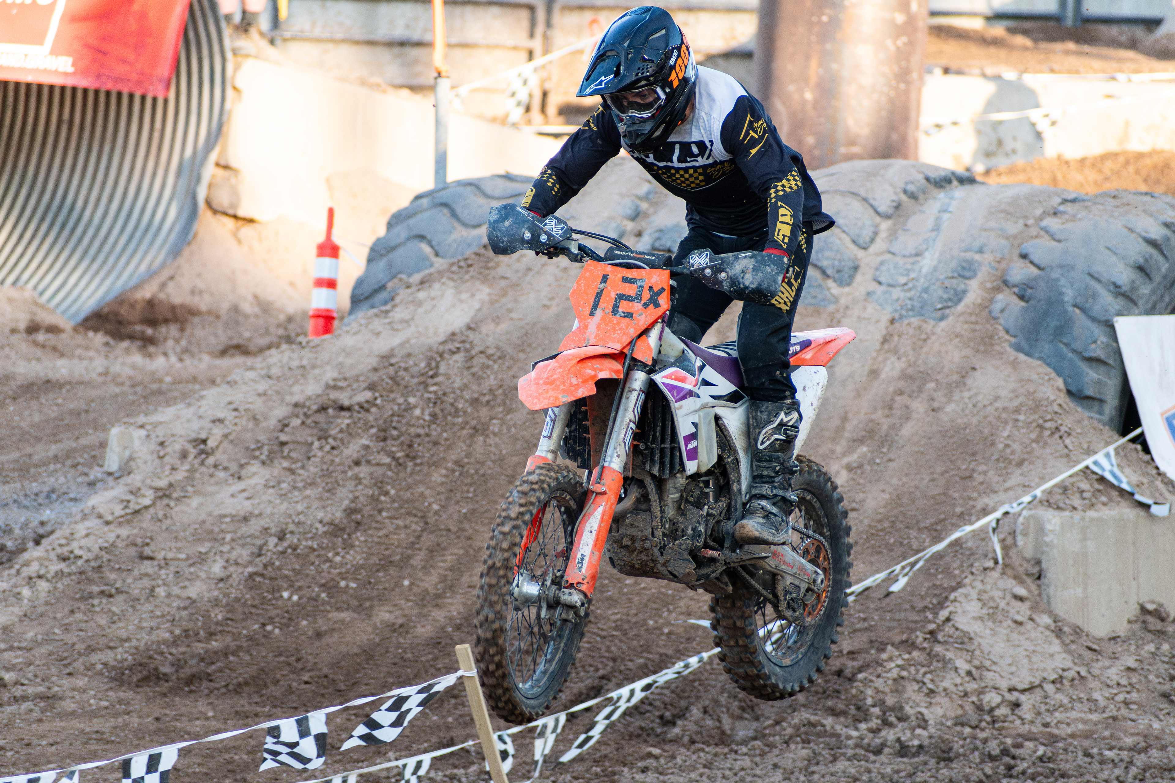 Nephi, Utah – June 28, 2025: A motocross rider competes during the Juab Xtreme Racing event at Juab County Fairgrounds.