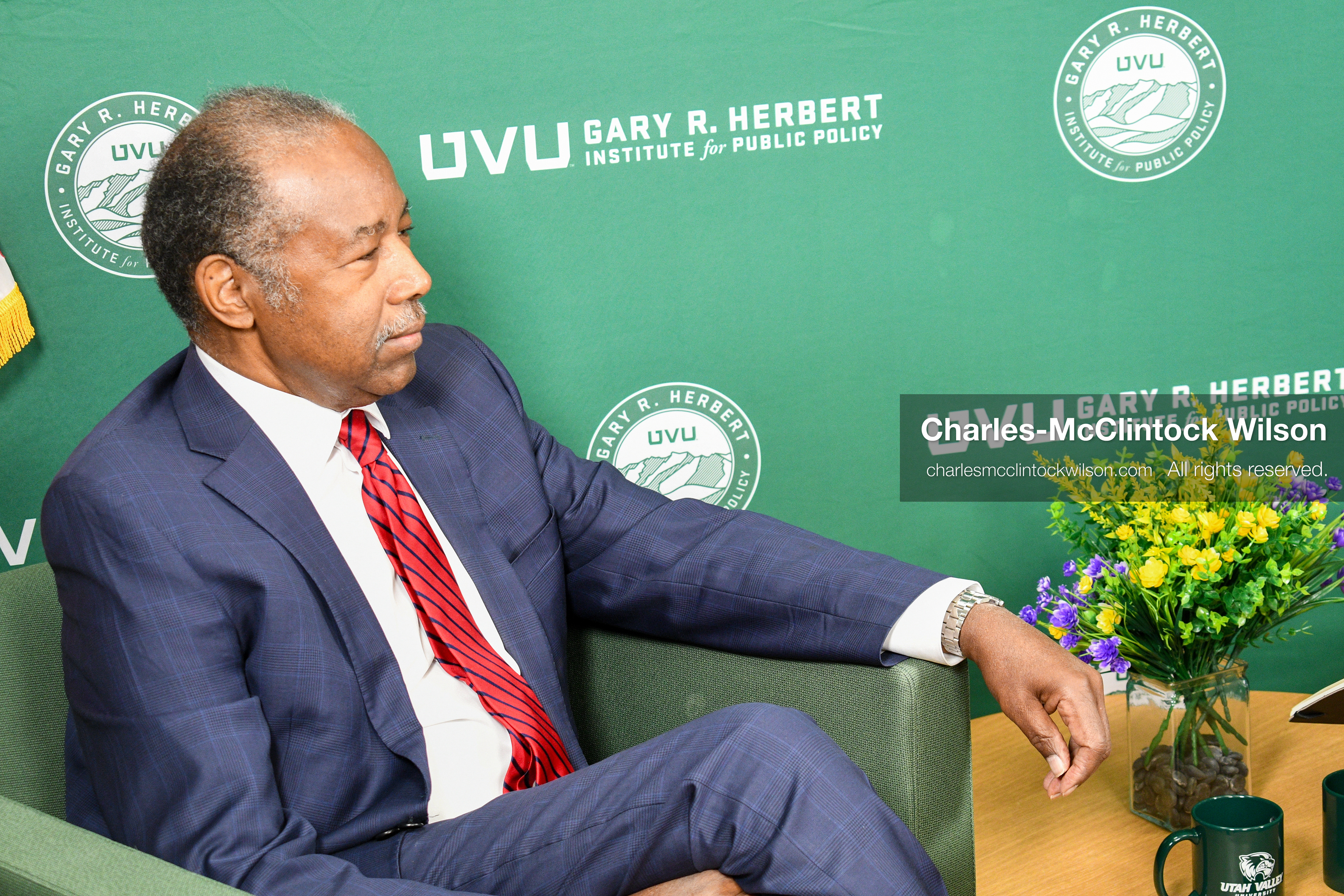 November 5, 2025, Orem, Utah, USA: Dr. Ben Carson, former U.S. Secretary of Housing and Urban Development and 2016 Republican presidential candidate, speaks with members of the press ahead of a public event hosted by the Gary R. Herbert Institute at Utah Valley University in Orem, Utah, on Nov. 5, 2025. (Credit Image: © Charles-McClintock Wilson/ZUMA Press Wire)