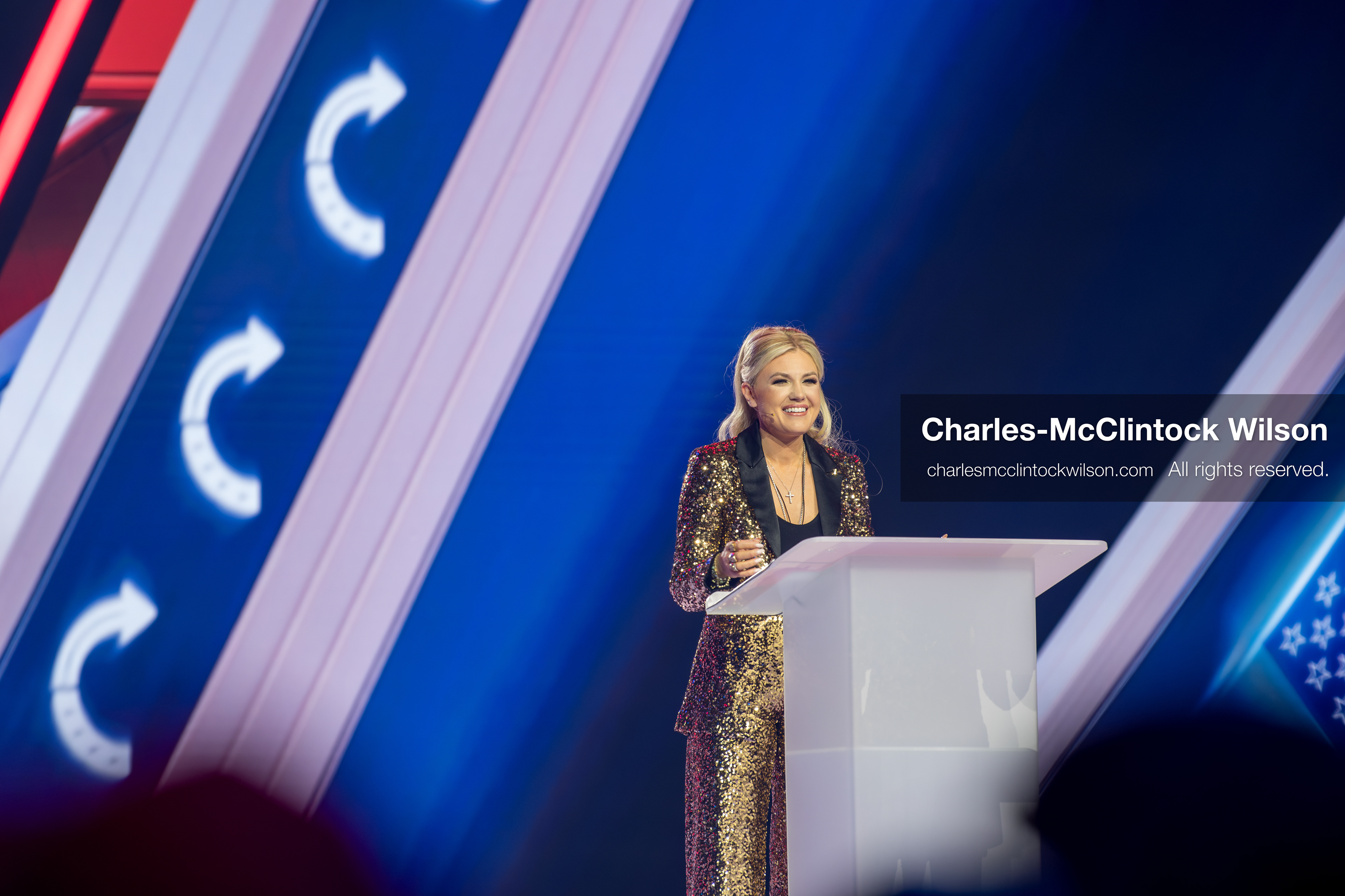 December 18, 2025, Phoenix, Arizona, USA: Mrs. Erika Kirk, CEO of Turning Point USA, speaks during Day One of Turning Point USA’s AmericaFest 2025 at the Phoenix Convention Center in Phoenix, Arizona.   (Credit Image: © Charles‑McClintock Wilson/ZUMA Press Wire)
