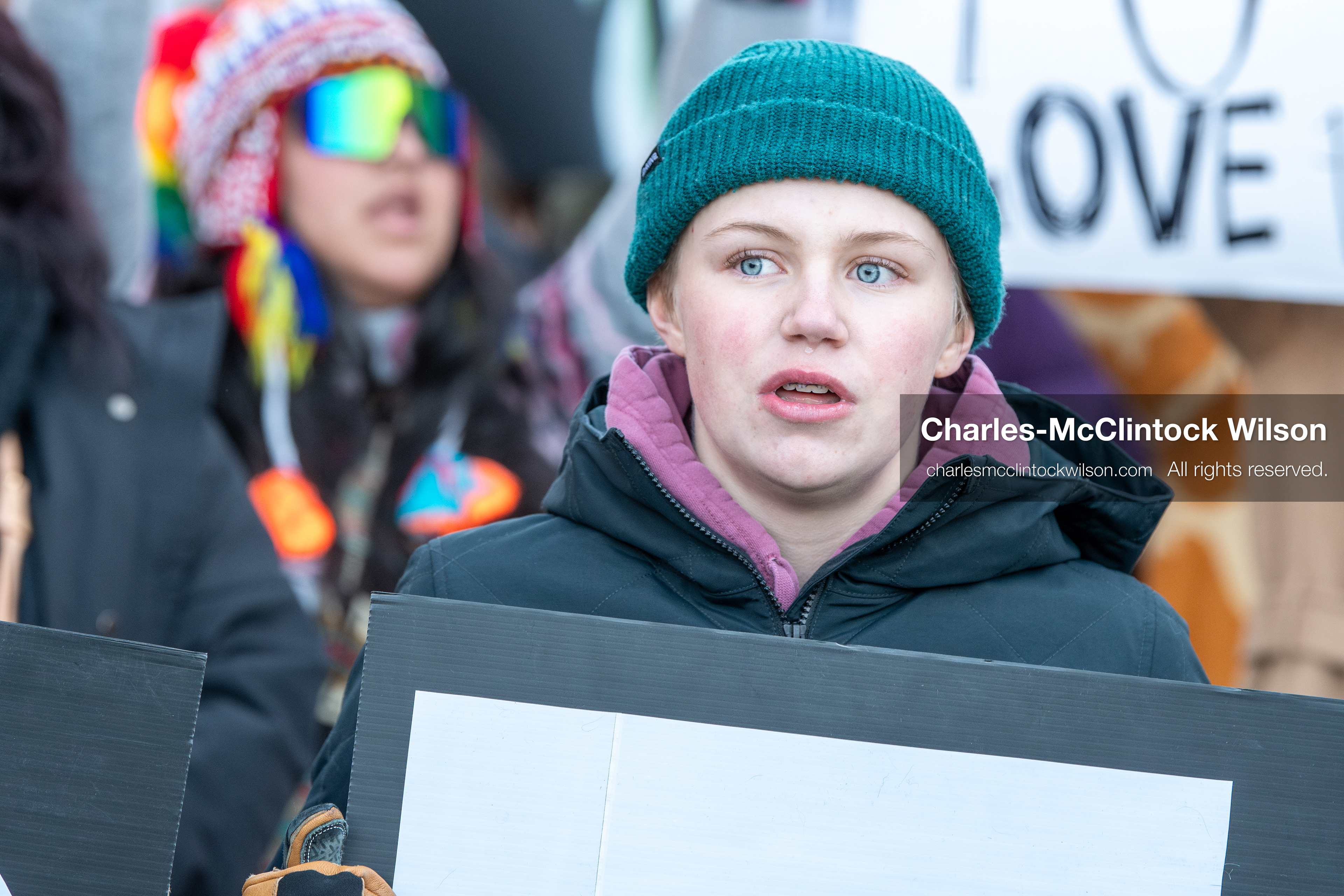 January 26, 2026, Park City, Utah, USA: A demonstrator shouts while holding a sign during a protest opposing U.S. Immigration and Customs Enforcement (I.C.E.) ICE agents at the Sundance Film Festival in Park City, Utah, on Monday, Jan. 26, 2026. The event was held in response to the fatal shooting of Alex Pretti by a U.S. Border Patrol officer in Minneapolis. (Credit Image: © Charles McClintock Wilson/ZUMA Press Wire)