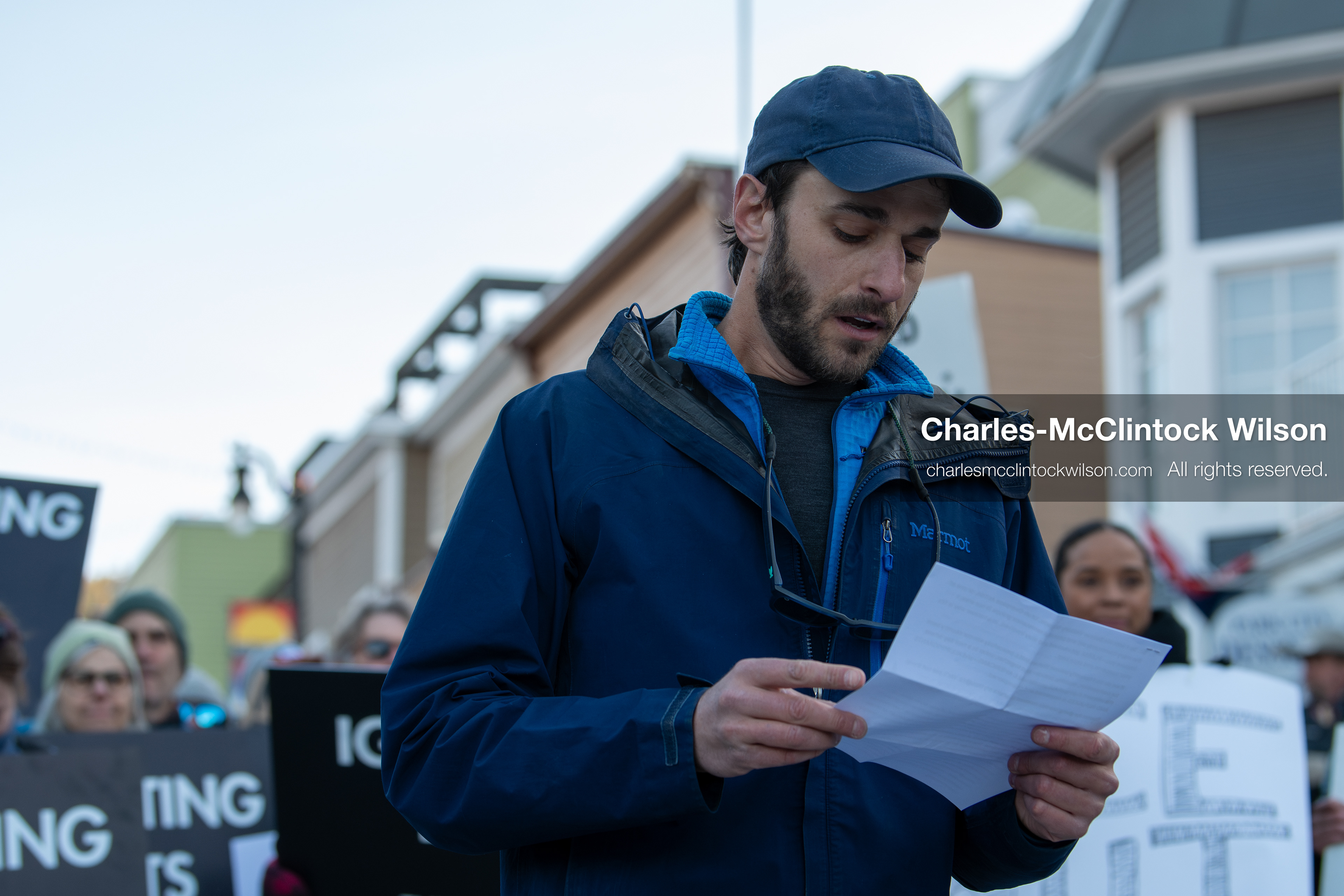 January 26, 2026, Park City, Utah, USA: A demonstrator reads from a piece of paper while speaking through a megaphone during a protest opposing U.S. Immigration and Customs Enforcement (I.C.E.) ICE agents at the Sundance Film Festival in Park City, Utah, on Monday, Jan. 26, 2026. The event was held in response to the fatal shooting of Alex Pretti by a U.S. Border Patrol officer in Minneapolis. (Credit Image: © Charles McClintock Wilson/ZUMA Press Wire)