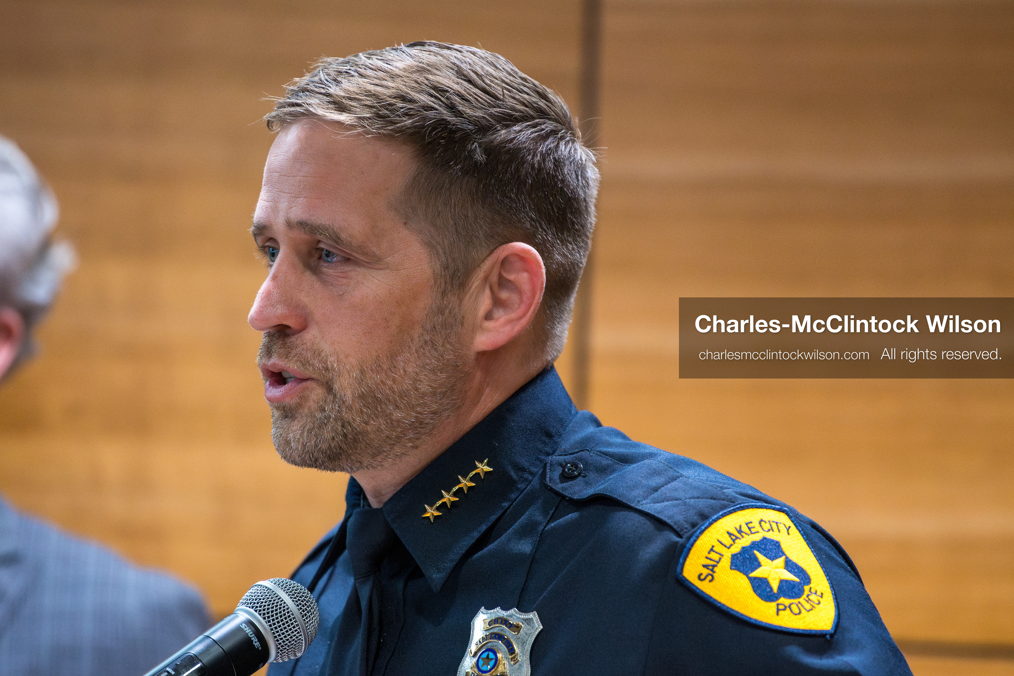 January 8, 2026, Salt Lake City, Utah, USA: Salt Lake City Police Chief BRIAN REDD speaks during a press conference at the Salt Lake City Public Safety Building in Salt Lake City, Utah, on Jan. 8, 2026. Officials provided updates on the investigation into the shooting outside an LDS meetinghouse on Redwood Road the previous night, where 38 year old Sione Vatuvei and 46 year old Vaea Tulikihihifo were killed and six others were wounded during a memorial service. Police said they have solid leads and are reviewing surveillance video and license plate reader data. (Credit Image: © Charles-McClintock Wilson/ZUMA Press Wire)