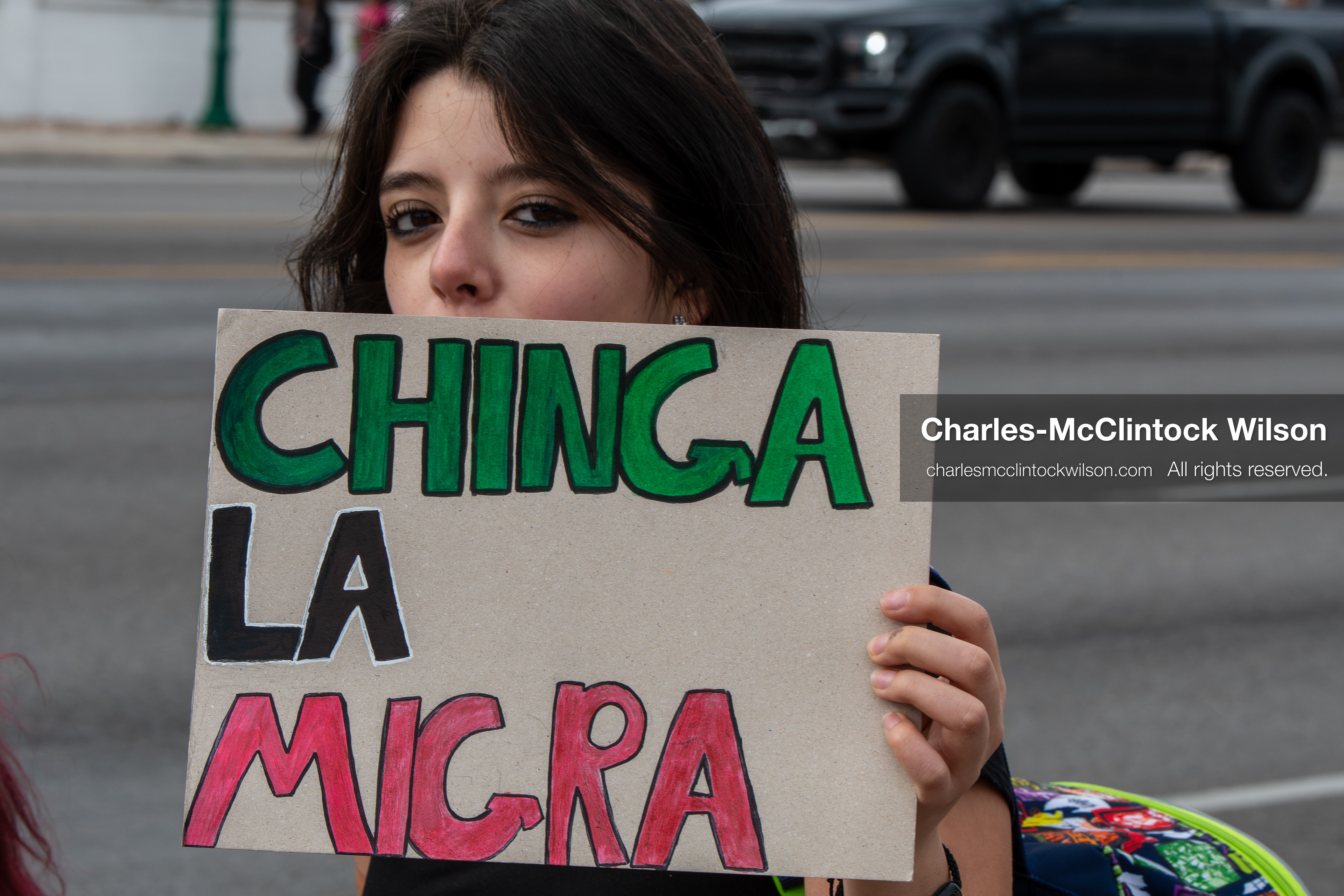 February 11, 2026, Orem, Utah, USA: A student stands along State Street during a student‑led protest involving participants from multiple Orem schools. (Credit Image: © Charles‑McClintock Wilson/ZUMA Press Wire)