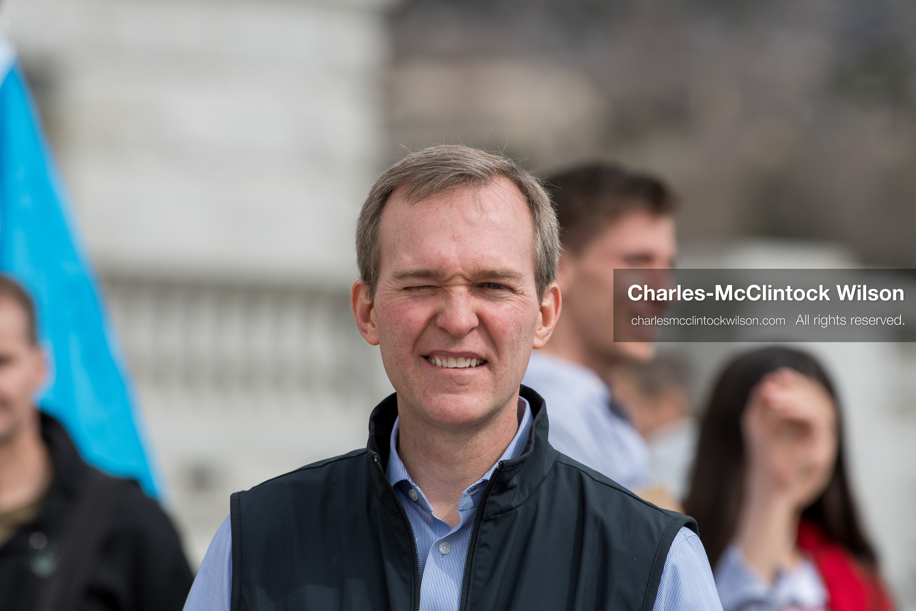 February 28, 2026, Salt Lake City, Utah, USA: BEN MCADAMS, former U.S. Congressman, a Democrat from Utah and a 2026 congressional candidate, stands with attendees during the Stand With Ukraine rally at the Utah State Capitol. The event marked the four year anniversary of the full scale Russian invasion of Ukraine and drew community members showing support for Ukrainians and local humanitarian efforts. (Credit Image: © Charles McClintock Wilson/ZUMA Press Wire)