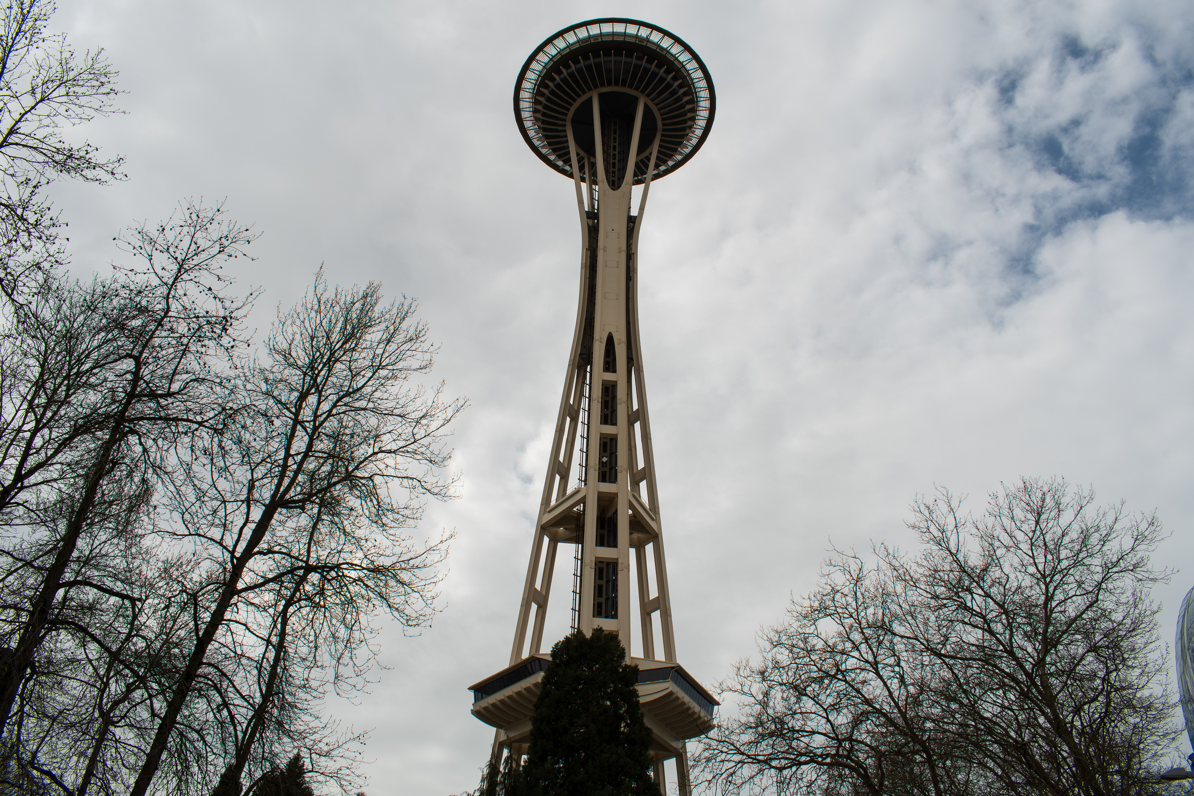 SEATTLE, WA, USA - APR 7, 2025: The Space Needle is seen in Seattle. The Space Needle is an observation tower in Seattle, Washington, United States. Considered to be an icon of the city. 