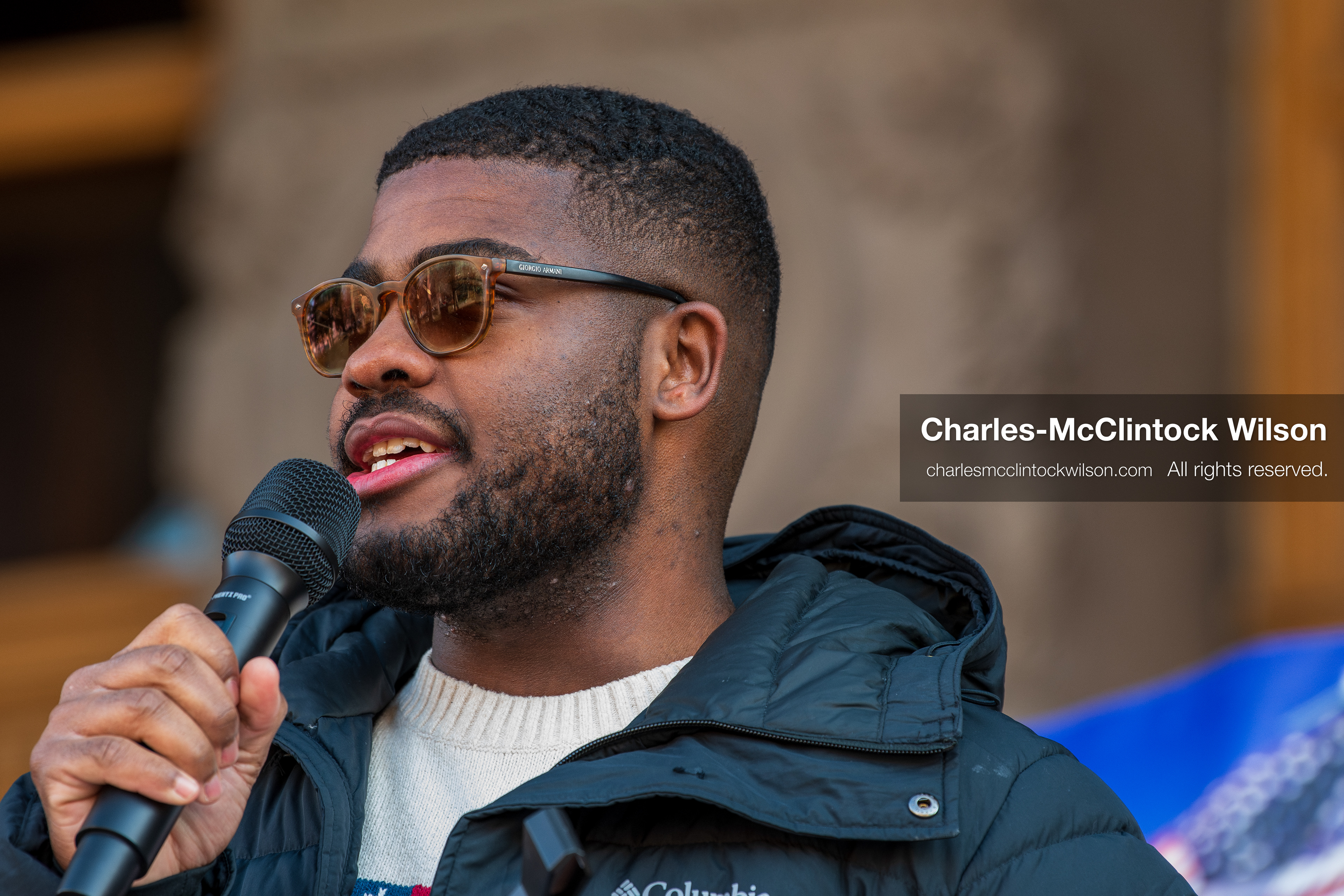 Salt Lake City, Utah, January 10, 2026: Isaiah Martin, a Democratic political advocate and former candidate for Texas’s 18th Congressional District, speaks during the ICE Out for Good protest at Washington Square Park, a demonstration calling for justice for Renee Nicole Good. (Credit Image: © Charles‑McClintock Wilson/ZUMA Press Wire)