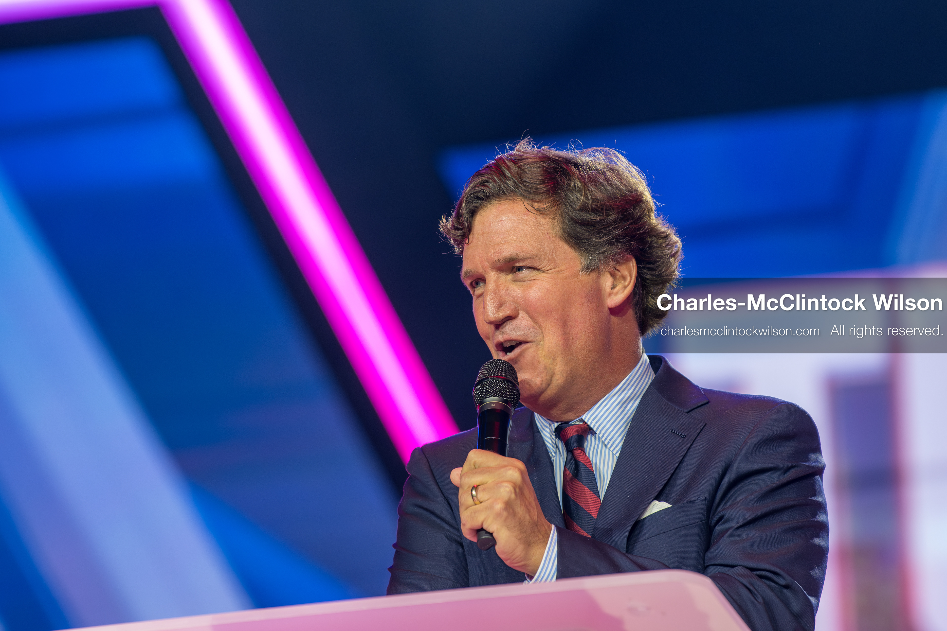 December 18, 2025, Phoenix, Arizona, USA: Tucker Carlson speaks on Day One of Turning Point USA’s AmericaFest 2025 at the Phoenix Convention Center in Phoenix, Arizona.   (Credit Image: © Charles‑McClintock Wilson/ZUMA Press Wire)