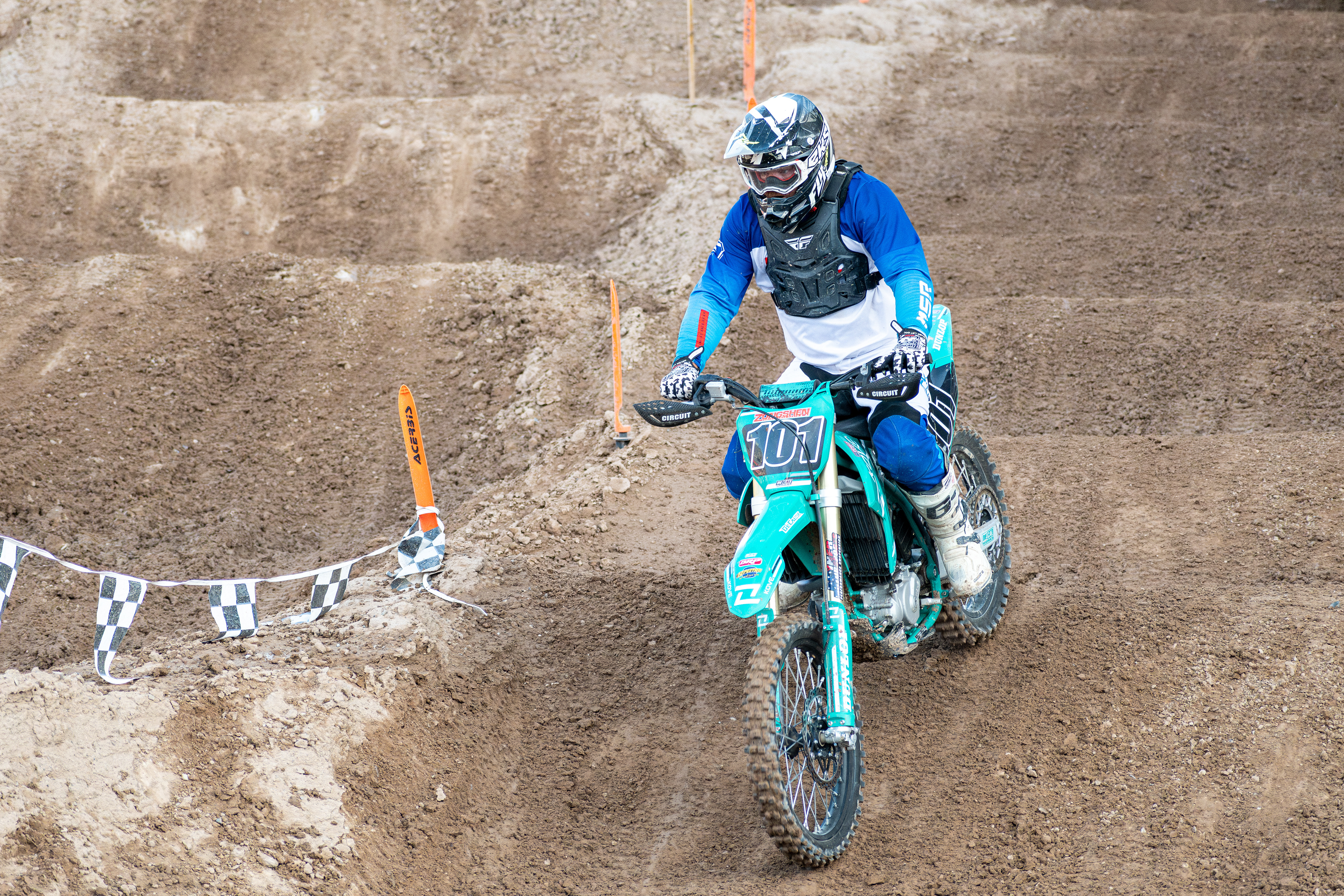 Nephi, Utah – June 28, 2025: A motocross rider competes during the Juab Xtreme Racing event at Juab County Fairgrounds.