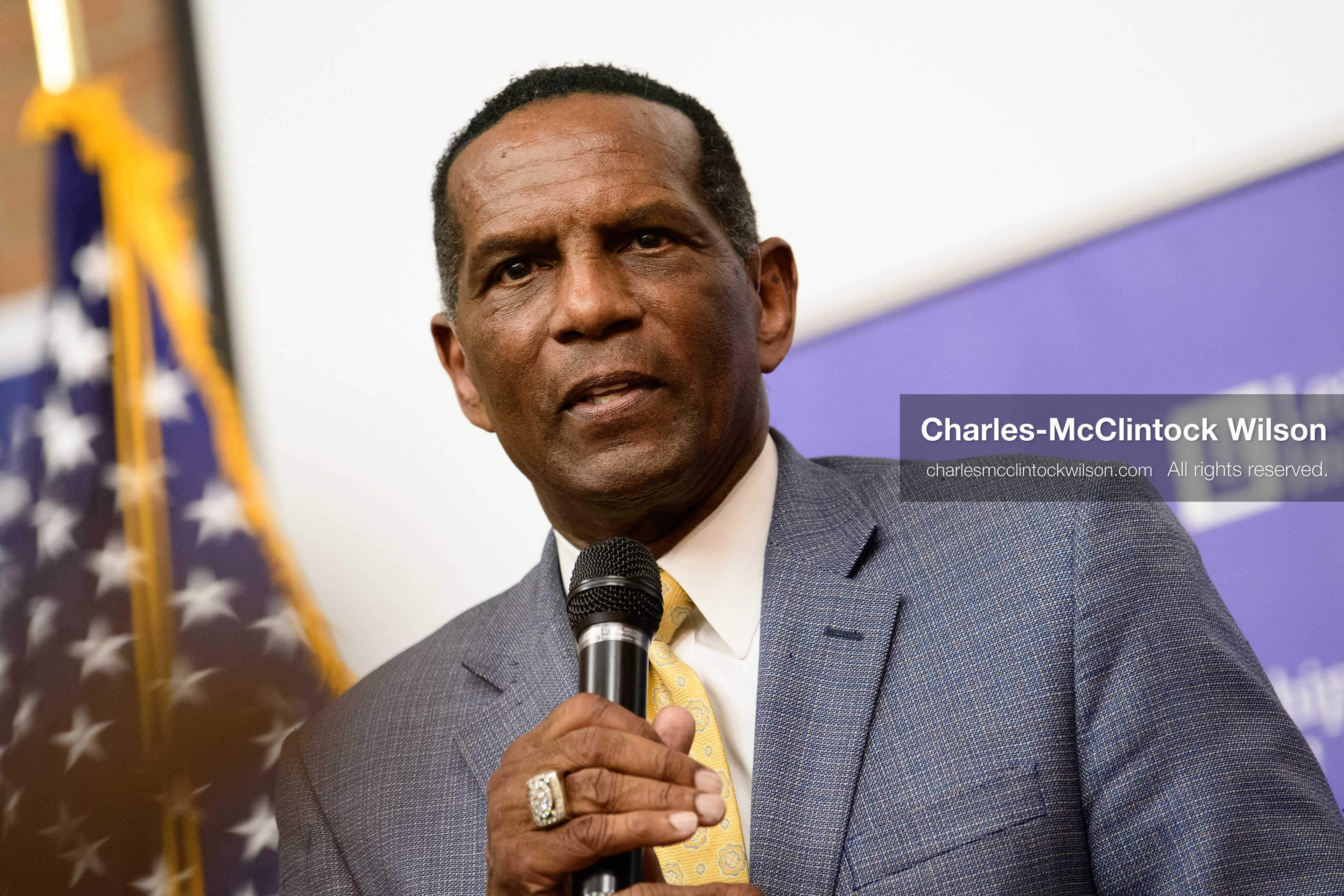 April 10, 2026, Salt Lake City, Utah, USA: U.S. Representative Burgess Owens, a Republican who represents Utah’s 4th Congressional District, speaks during a “Learing Tour” event headlined by YouTuber Nick Shirley and organized by the Utah Federation of College Republicans at the University of Utah. (Credit Image: © Charles‑McClintock Wilson/ZUMA Press Wire)