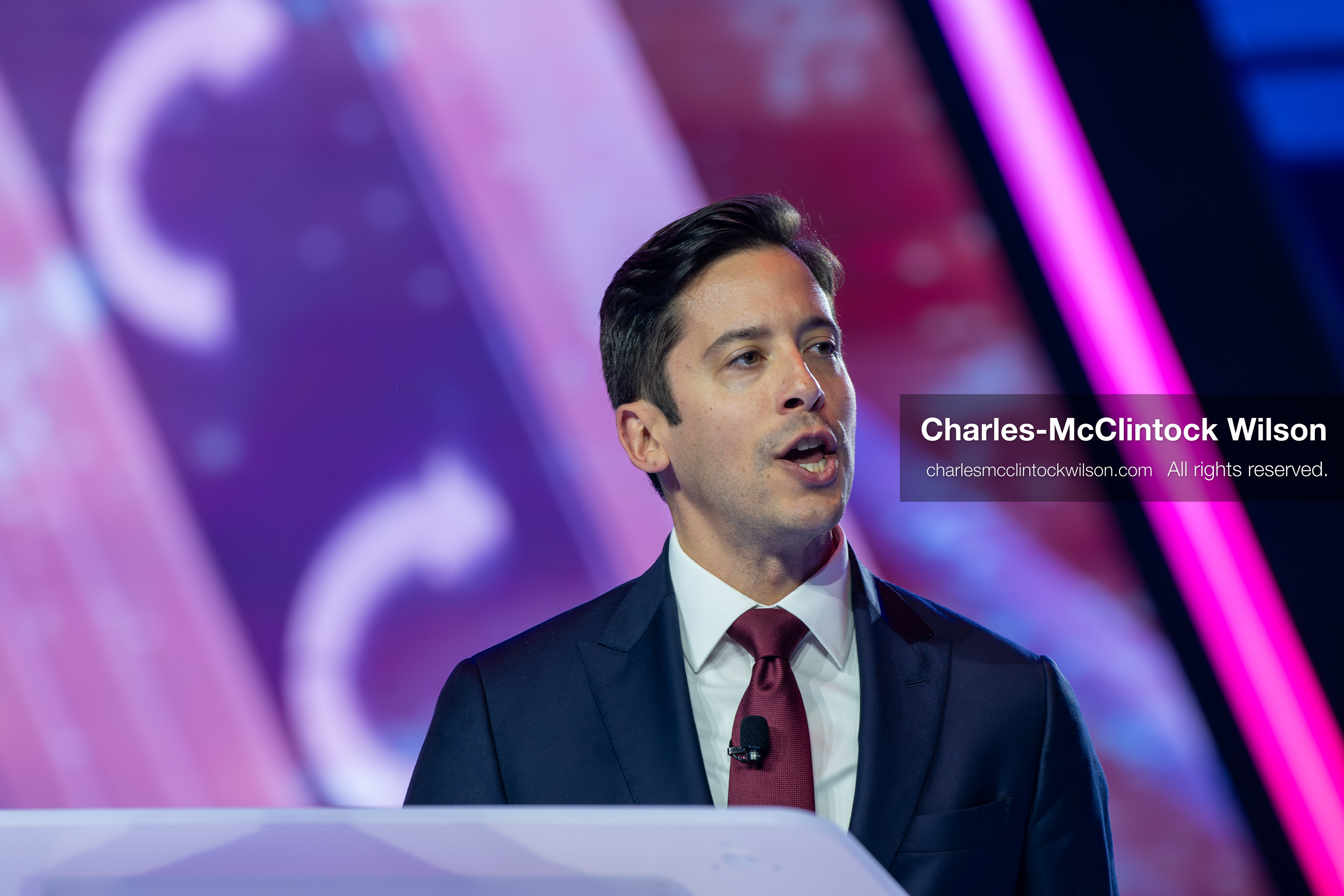 December 18, 2025, Phoenix, Arizona, USA: Michael Knowles speaks during Day One of Turning Point USA’s AmericaFest 2025 at the Phoenix Convention Center in Phoenix, Arizona.