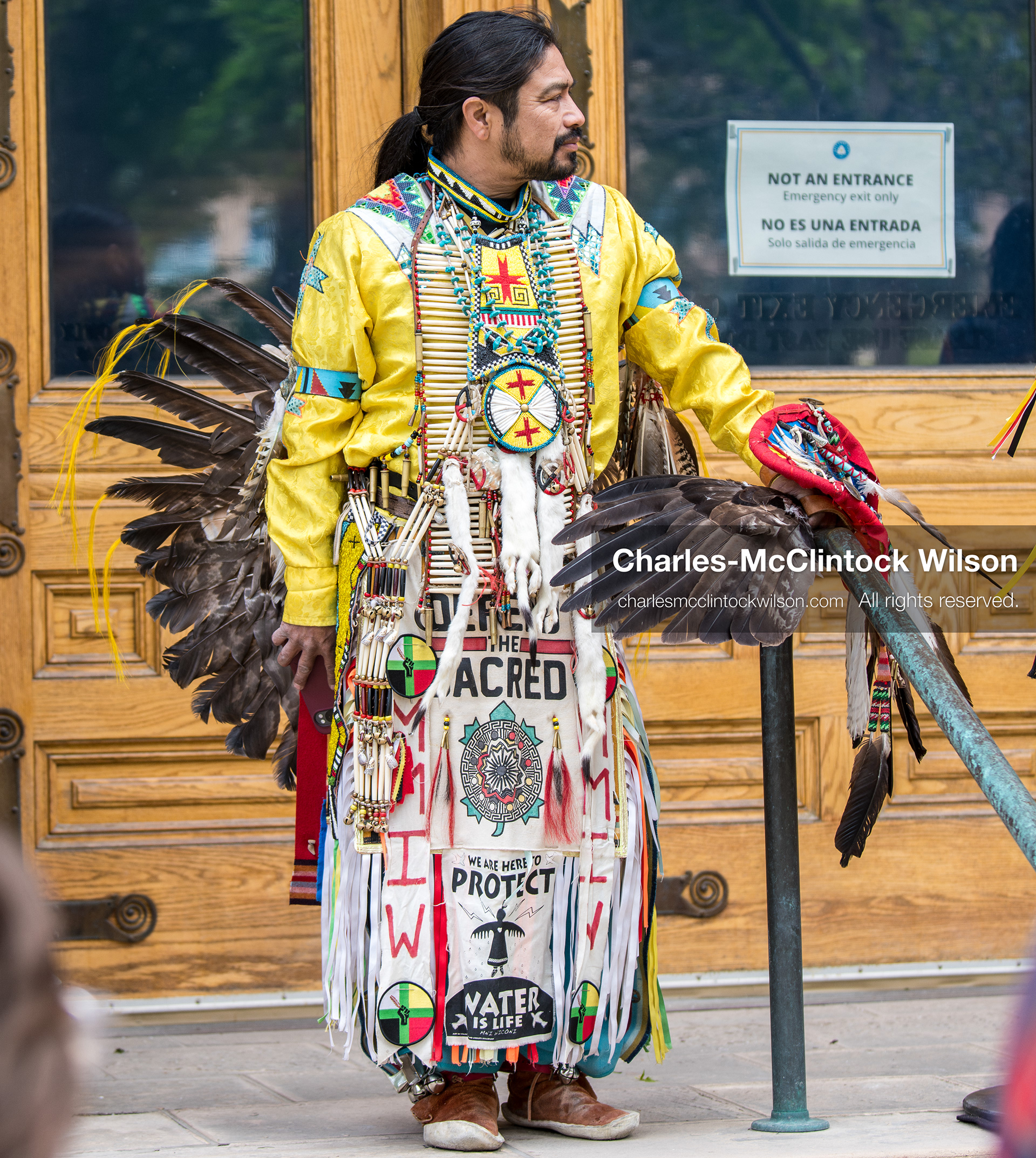 April 22, 2026, Salt Lake City, Utah, USA: Indigenous advocate CARL MOORE participates in an Earth Day event hosted by Sunrise University of Utah at the Salt Lake City and County Building. The gathering brought together students, community members, and speakers to highlight sustainability issues affecting Utah. (Credit Image: © Charles McClintock Wilson/ZUMA Press Wire)