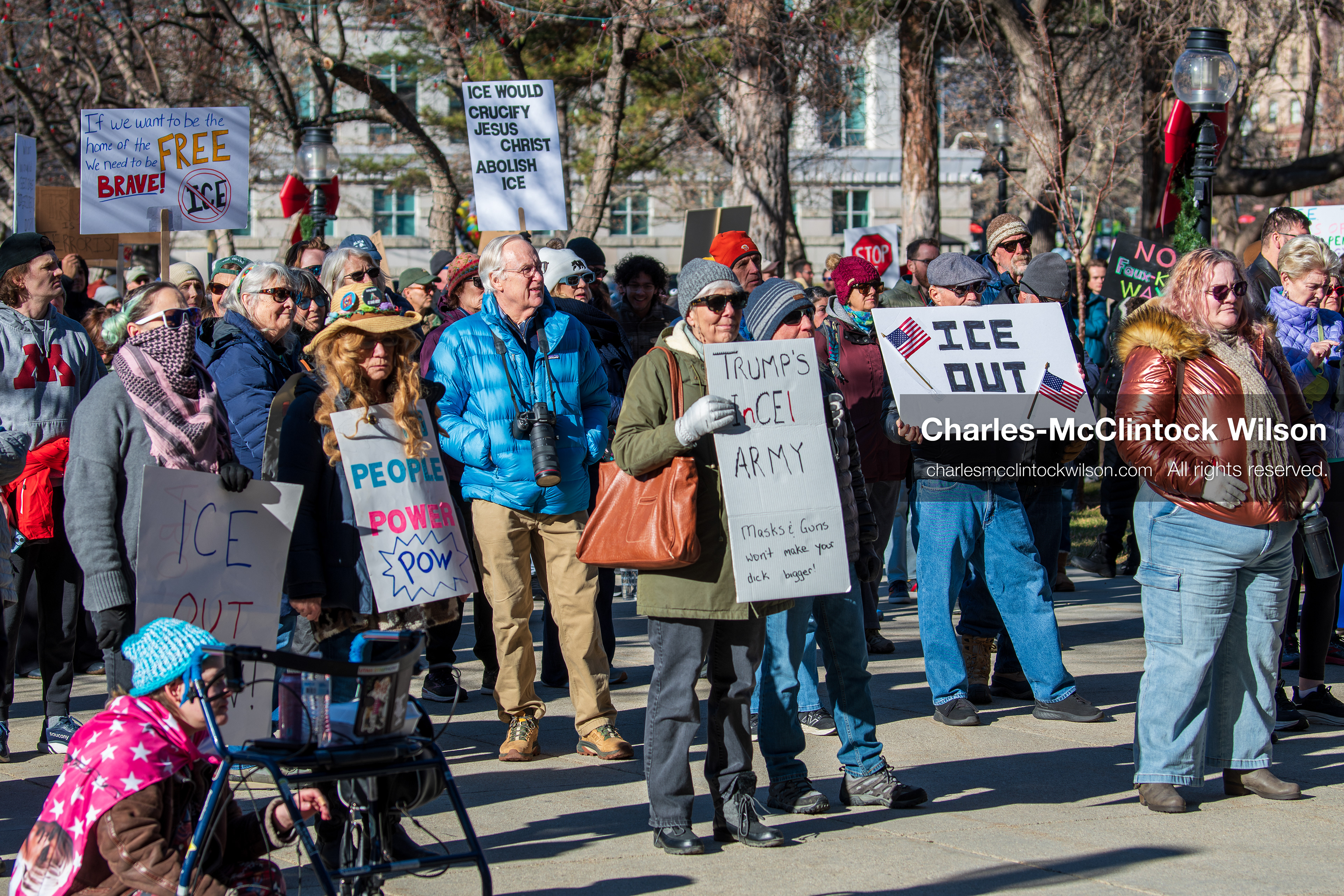 January 10, 2026, Salt Lake City, Utah, USA: Crowd of demonstrators gathered at Washington Square Park during the ICE Out for Good protest in Salt Lake City, Utah, on January 10, 2026, a demonstration against ICE and calling for justice for Renee Nicole Good. (Credit Image: © Charles-McClintock Wilson/ZUMA Press Wire)