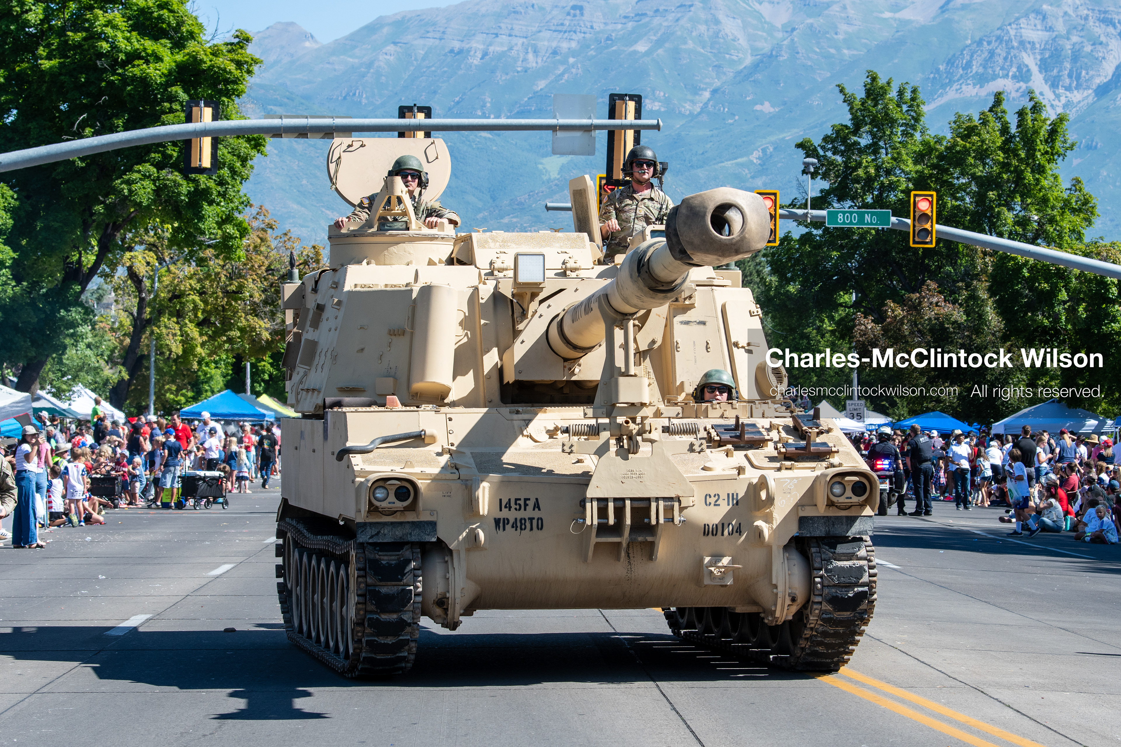 July 4, 2026, Provo, Utah, USA: A military self-propelled howitzer tank drives down the route as part of a military parade display during America's Freedom Festival Grand Parade in Provo, Utah, Saturday, July 4, 2026. The annual Independence Day event features expanded programming to honor the 250th anniversary of United States independence. (Credit Image: © Charles-McClintock Wilson/ZUMA Press Wire)