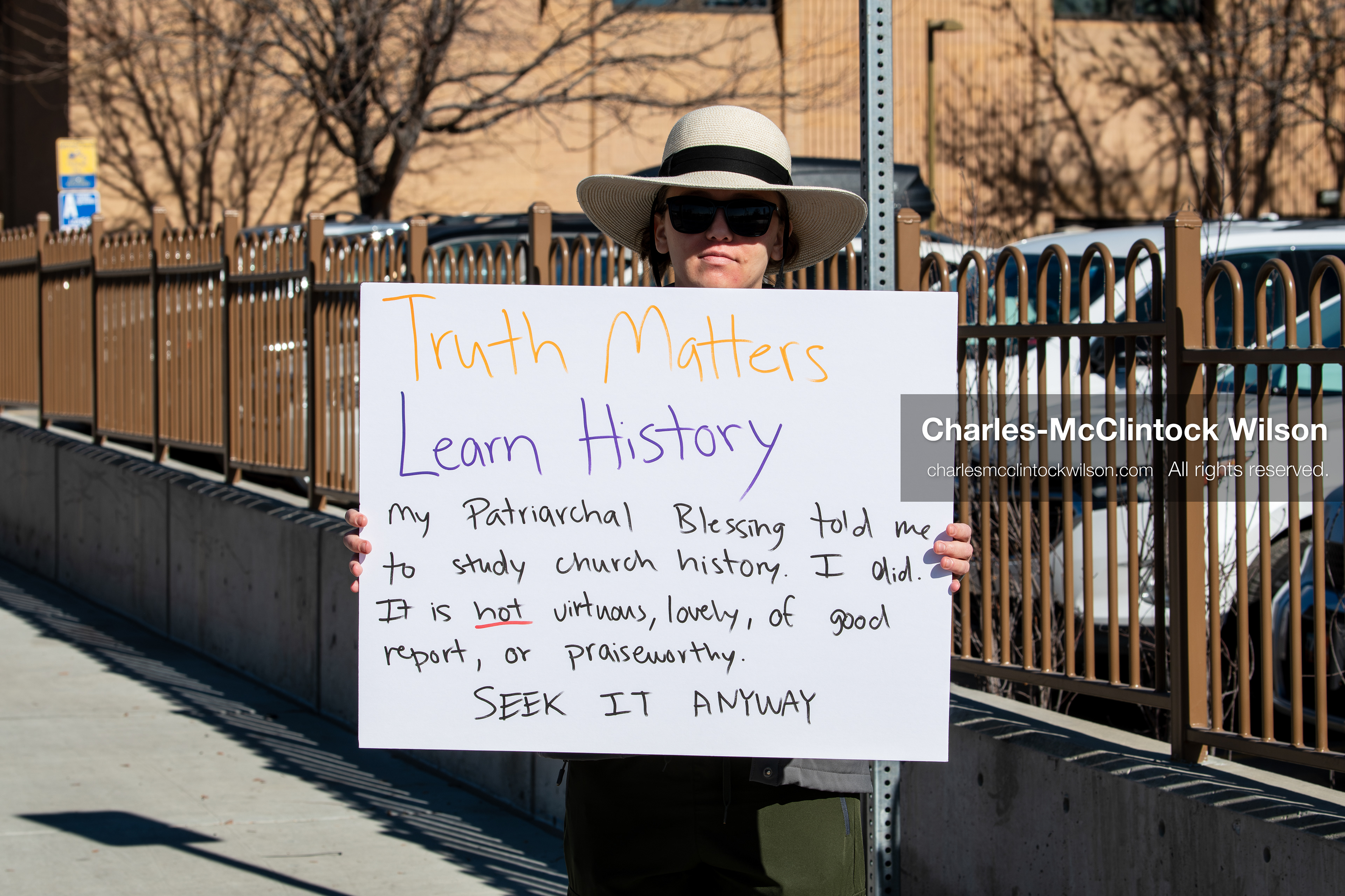 February 5, 2026, Provo, Utah, USA: A demonstrator holds a sign during a gathering near Brigham Young University in Provo where students and community members protested the presence of US Customs and Border Protection recruiters at a career fair held on the BYU campus. (Credit Image: © Charles McClintock Wilson/ZUMA Press Wire)