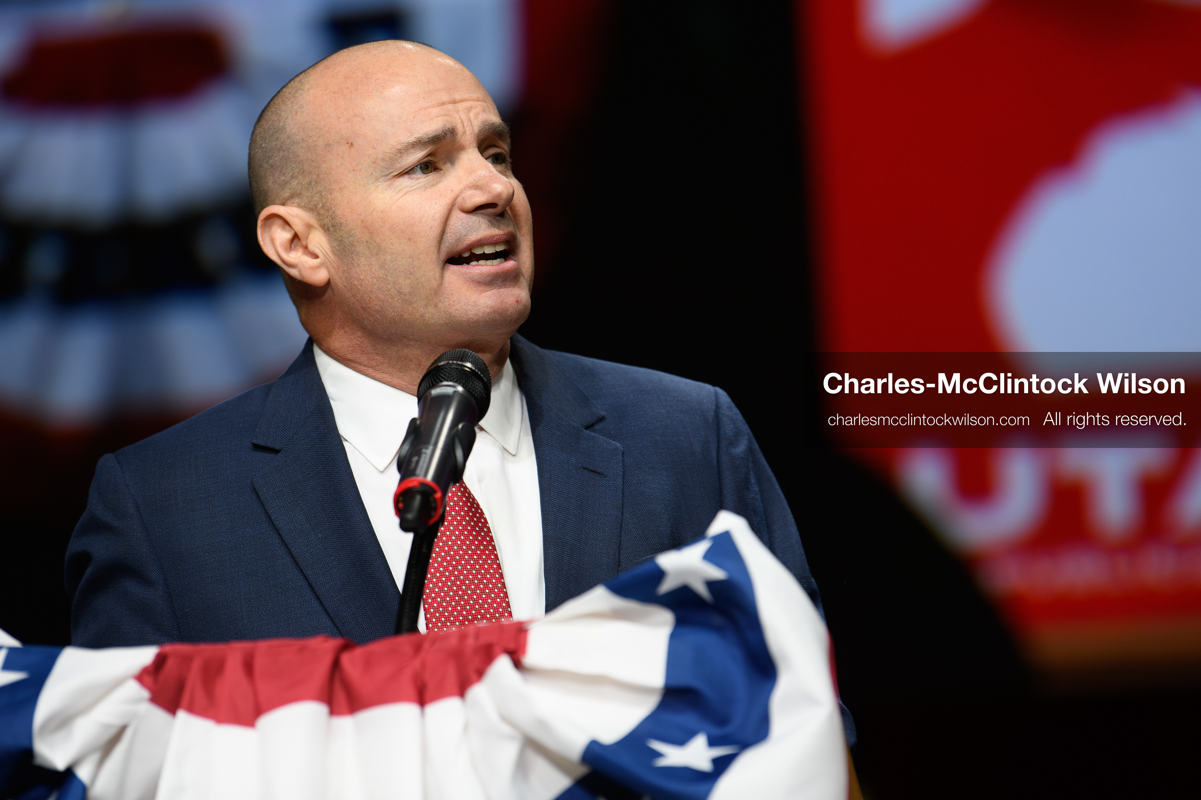 April 25, 2026, Orem, Utah, USA: U.S. Sen. MIKE LEE (R‑UT) speaks during the 2026 Utah Republican State Nominating Convention at the UCCU Center on the campus of Utah Valley University in Orem. (Credit Image: © Charles-McClintock Wilson/ZUMA Press Wire)
