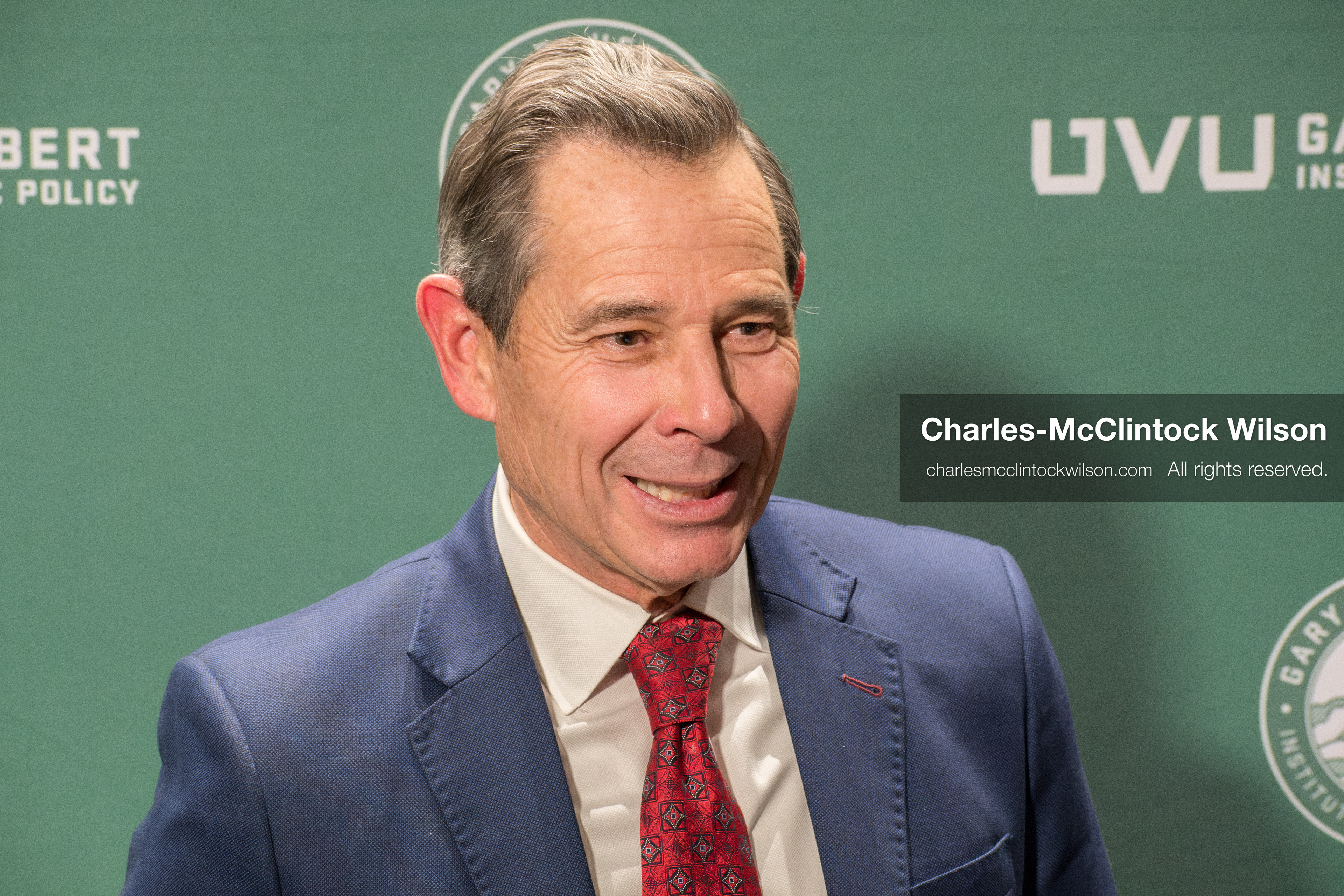 November 12, 2025, Orem, Utah, USA: Senator John Curtis (R–UT) engages with members of the press during the Senators Modeling Civility forum hosted by the Gary R. Herbert Institute for Public Policy at Utah Valley University. The event, held at the Noorda Center for the Performing Arts, featured bipartisan dialogue moderated by CNN anchor Dana Bash, emphasizing institutional restraint and civic engagement following the assassination of conservative activist Charlie Kirk.  (Credit Image: © Charles-McClintock Wilson/ZUMA Press Wire)