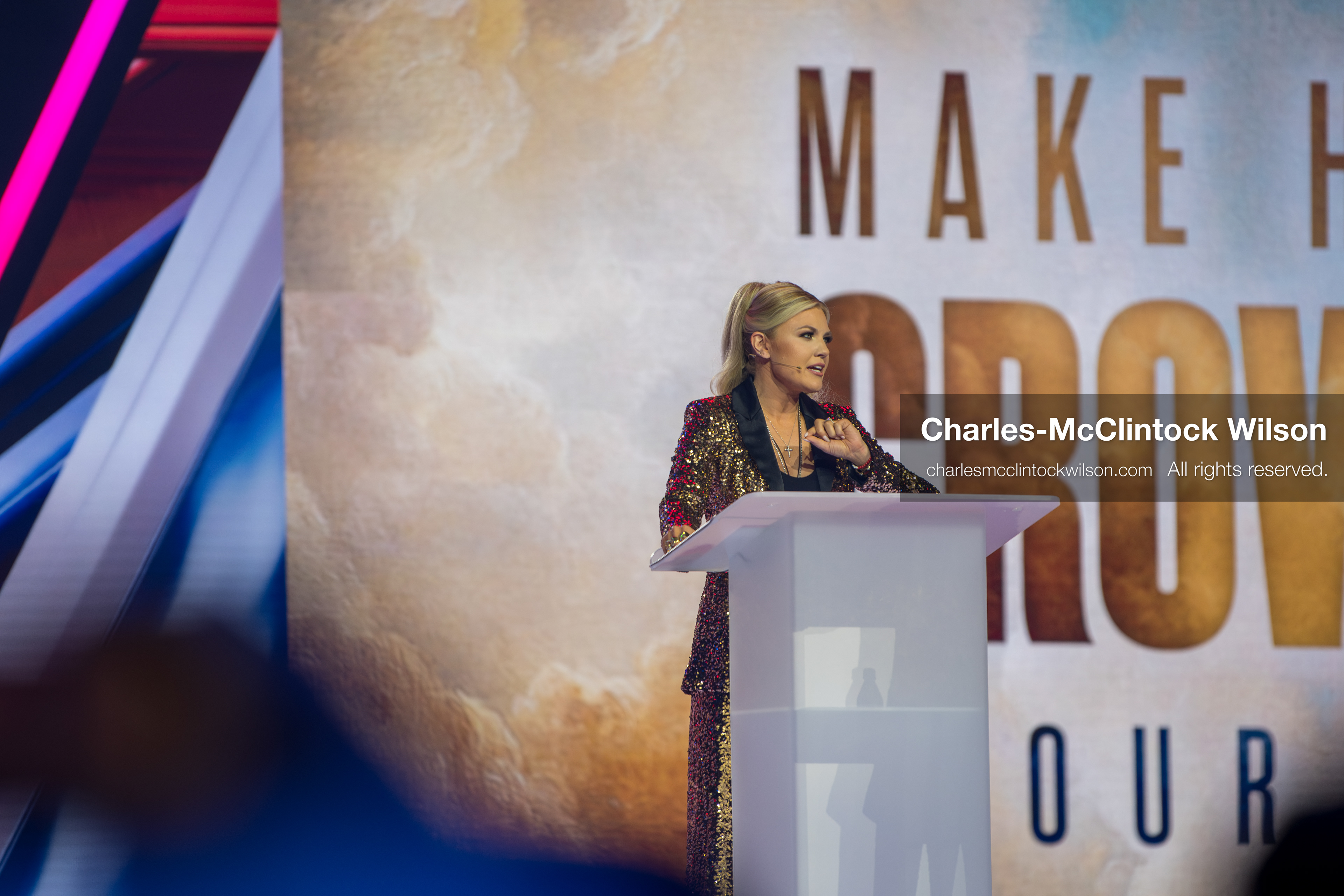 December 18, 2025, Phoenix, Arizona, USA: Mrs. Erika Kirk, CEO of Turning Point USA, speaks during Day One of Turning Point USA’s AmericaFest 2025 at the Phoenix Convention Center in Phoenix, Arizona.   (Credit Image: © Charles‑McClintock Wilson/ZUMA Press Wire)
