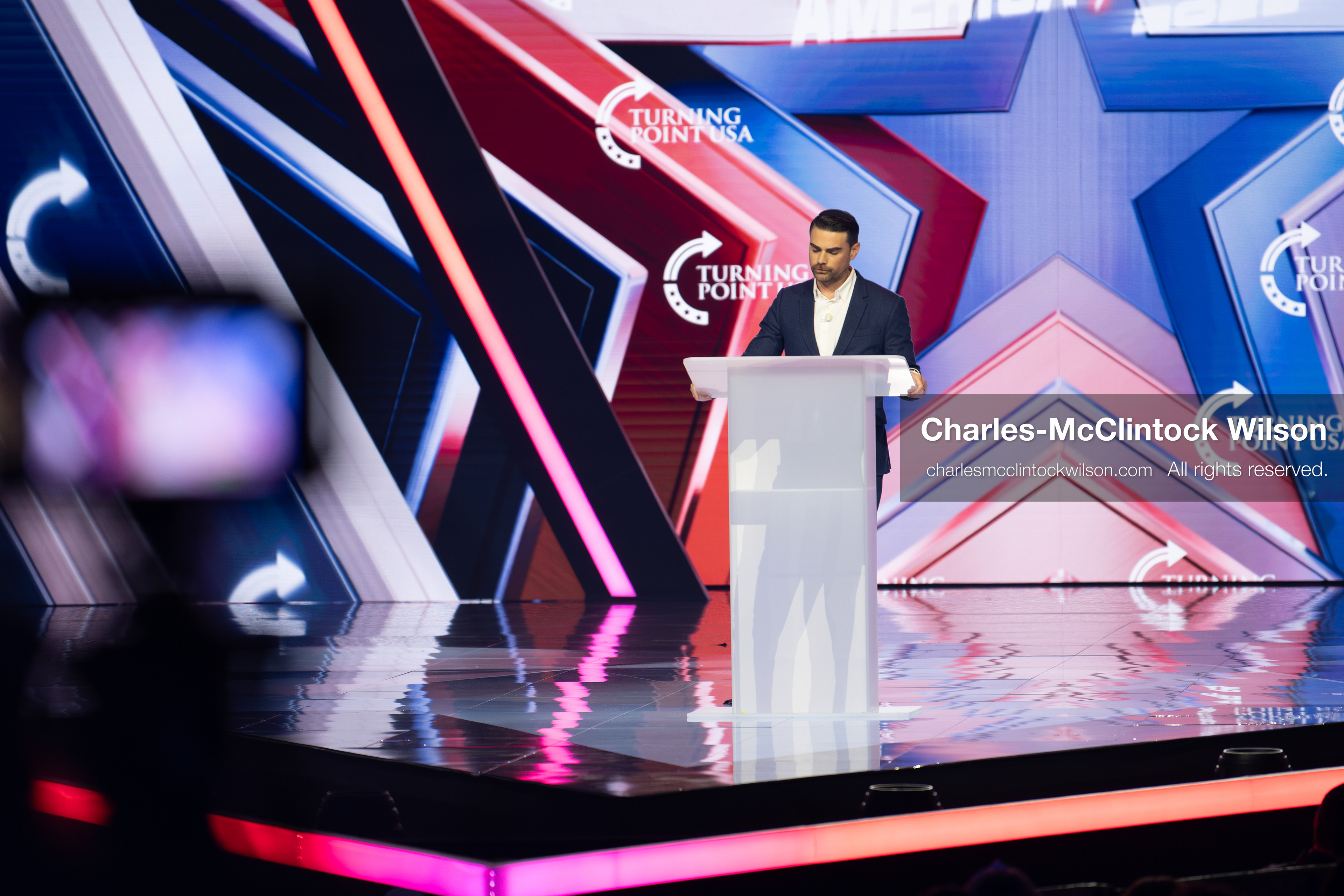 December 18, 2025, Phoenix, Arizona, USA: Ben Shapiro speaks during Day One of Turning Point USA’s AmericaFest 2025 at the Phoenix Convention Center in Phoenix, Arizona.   (Credit Image: © Charles‑McClintock Wilson/ZUMA Press Wire)