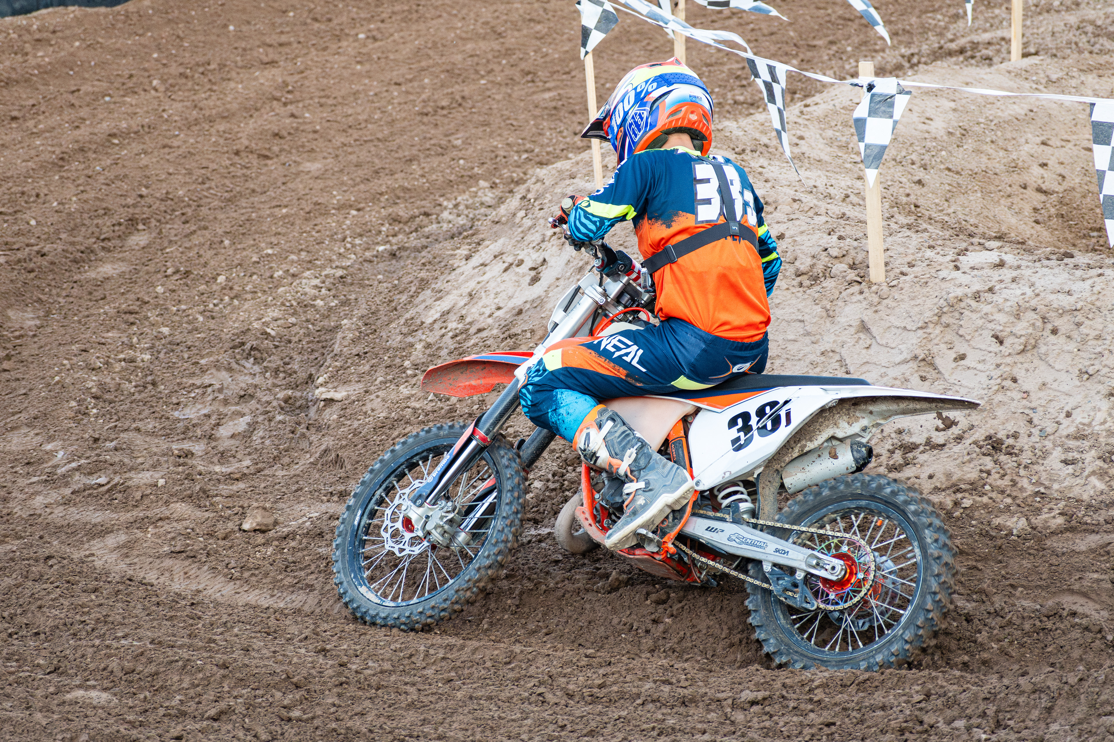 Nephi, Utah – June 28, 2025: A motocross rider competes during the Juab Xtreme Racing event at Juab County Fairgrounds.