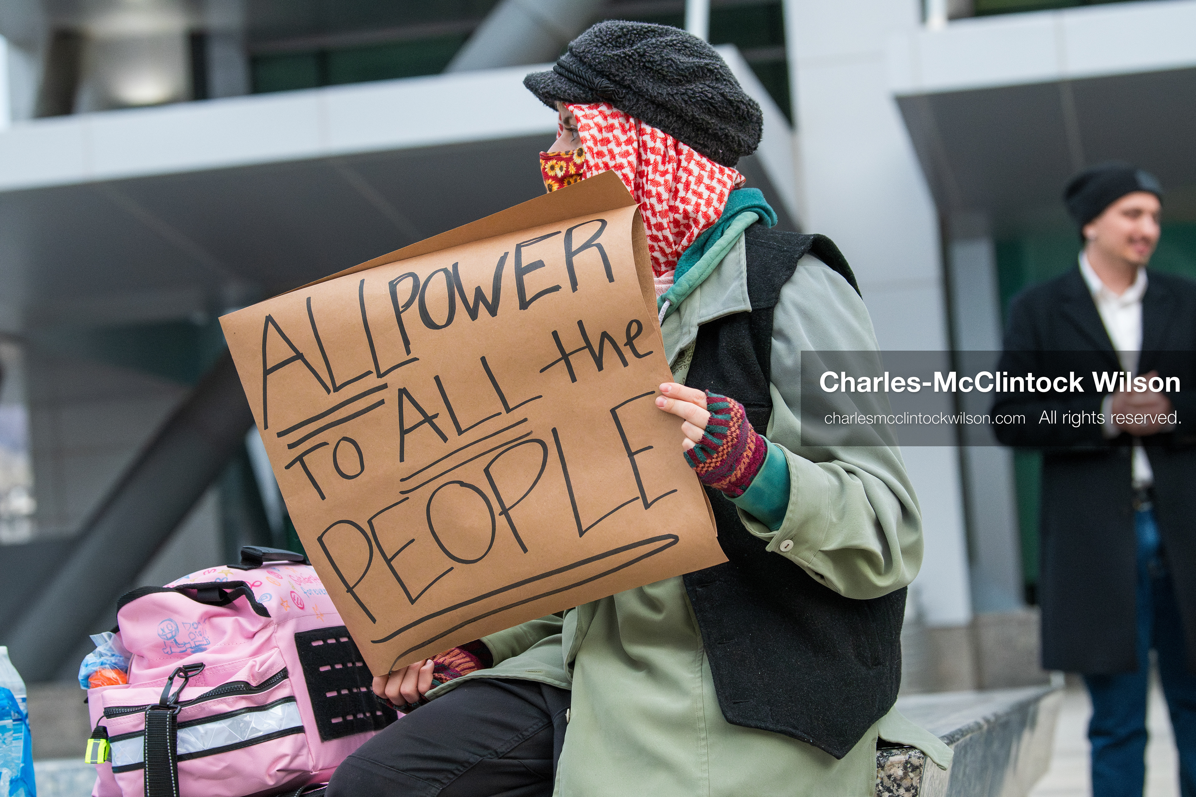 January 3, 2026, Salt Lake City, Utah, USA: A protester holds a sign during a demonstration against US action in Venezuela outside the Wallace Federal Building in Salt Lake City, Utah. The protest was part of a nationwide mobilization responding to recent military developments. (Credit Image: (c) Charles‑McClintock Wilson/ZUMA Press Wire)